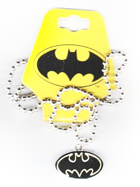 Batman Black Oval Bat Comic Chest Logo Metal Necklace NEW UNUSED