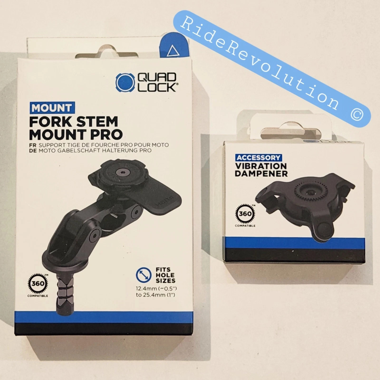 QUAD LOCK Motorcycle/Moto Fork Stem Mount PRO + Vibration Dampener - NEW IN BOX