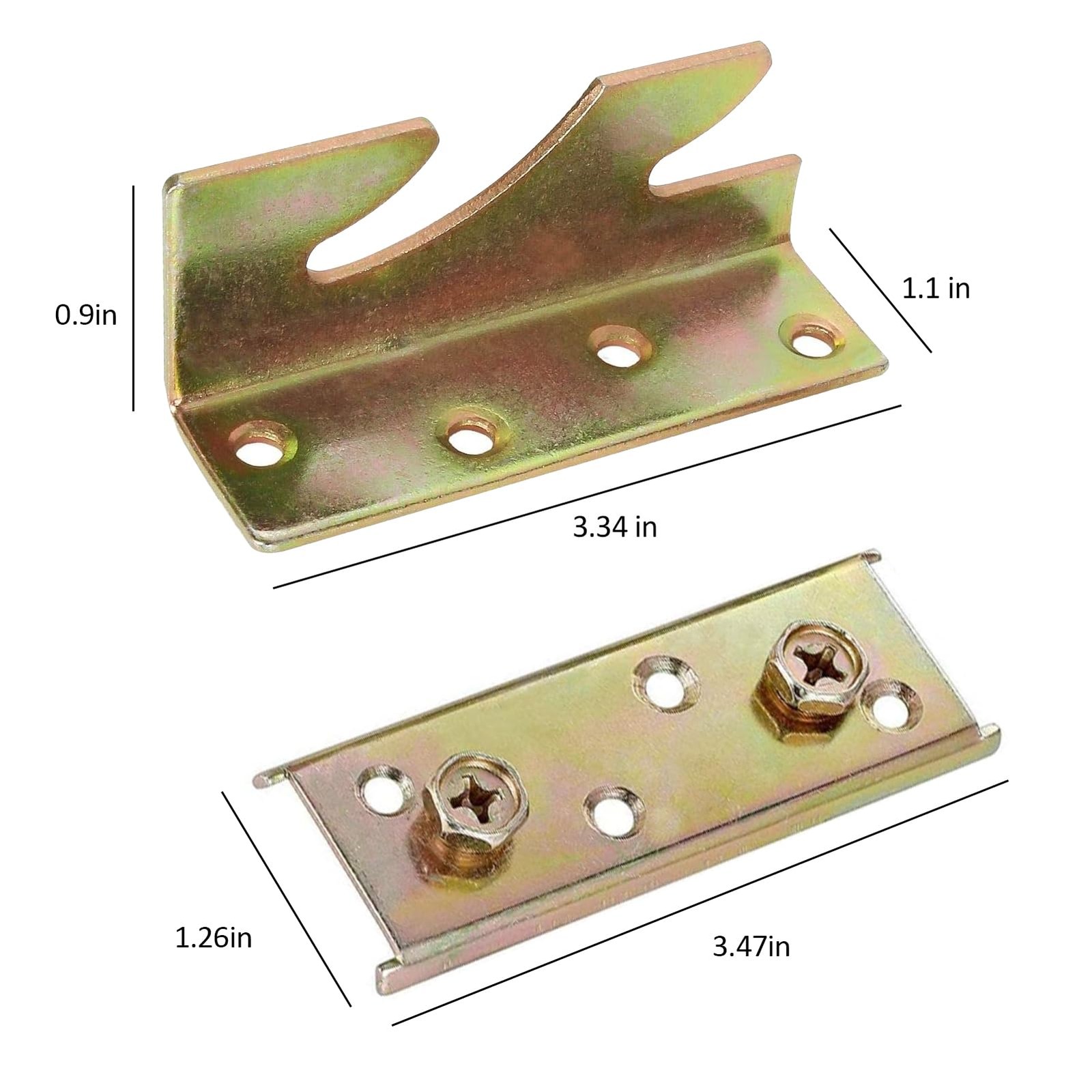 4 Pack Bed Rail Brackets - Heavy Duty Wooden Bed Frame Connectors with Screws