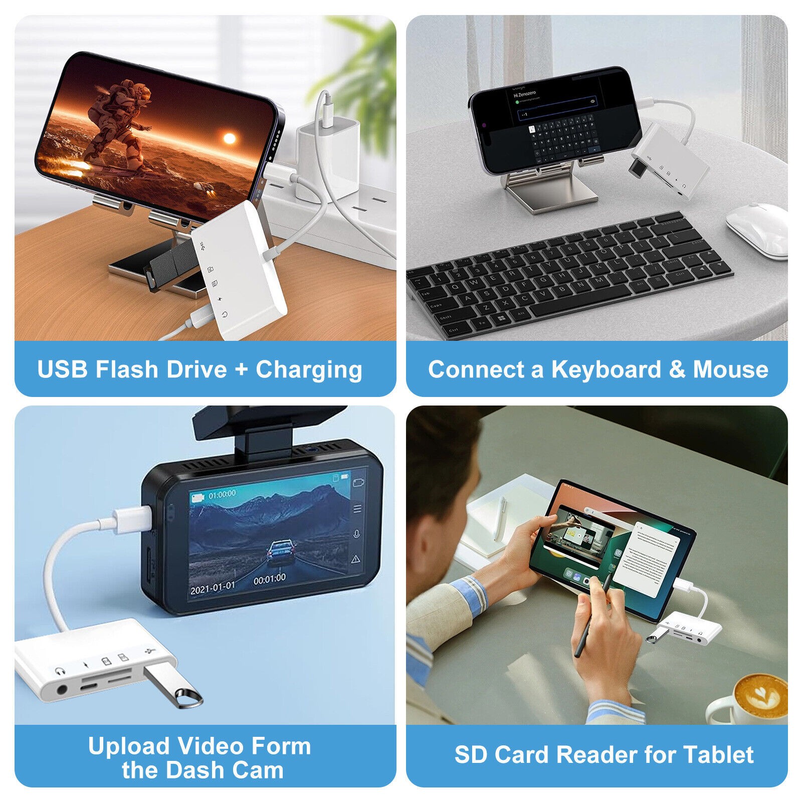 USB-C Hub Adapter 5 in 1 Type C Memory Card Reader For Micro SD SDXC CF SDHC OTG