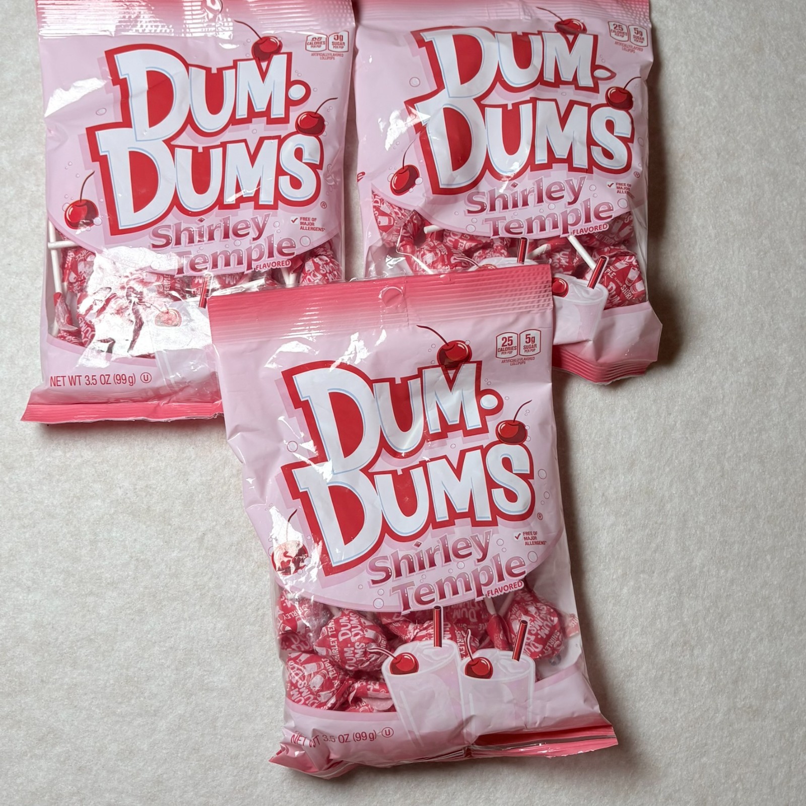 Dum Dums *Limited Edition* SHIRLEY TEMPLE Flavor Lollipops (3 BAGS)  BB 06/2029