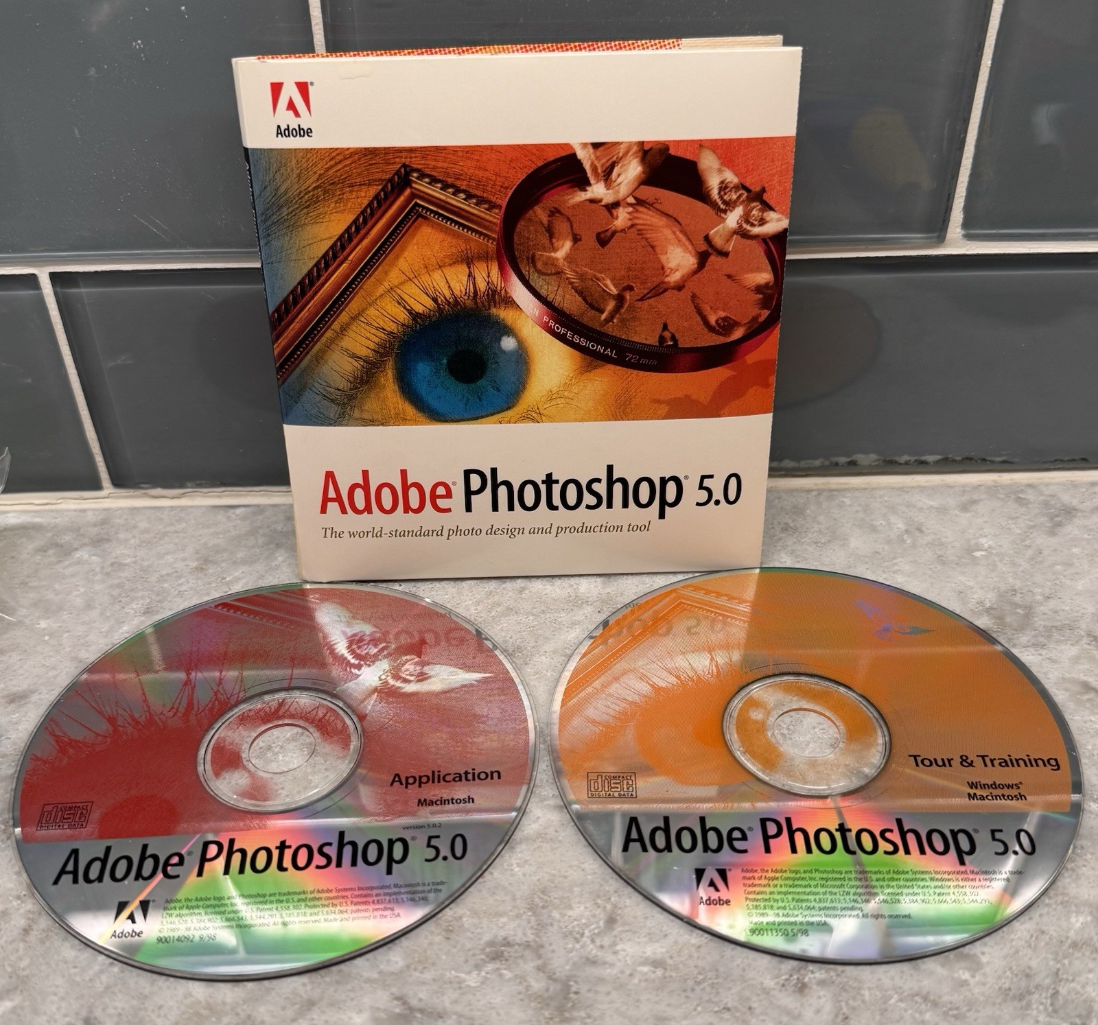Adobe Photoshop 5.0 and Tour Training 2 CD Set OEM Sleeve w Key Vintage