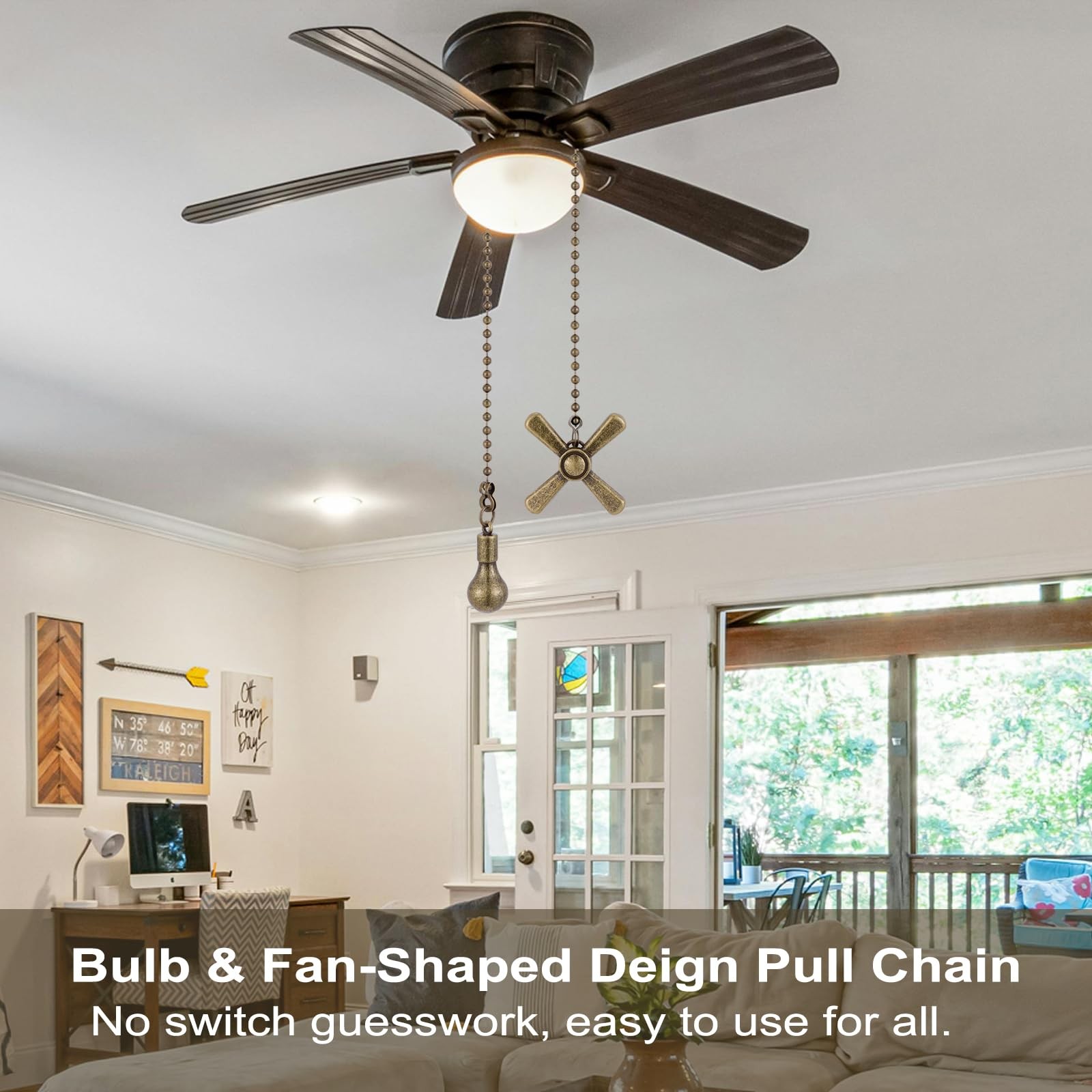 Ceiling Fan Pull Chain Ornaments, 13.6 Inches Fan Pulls Extension