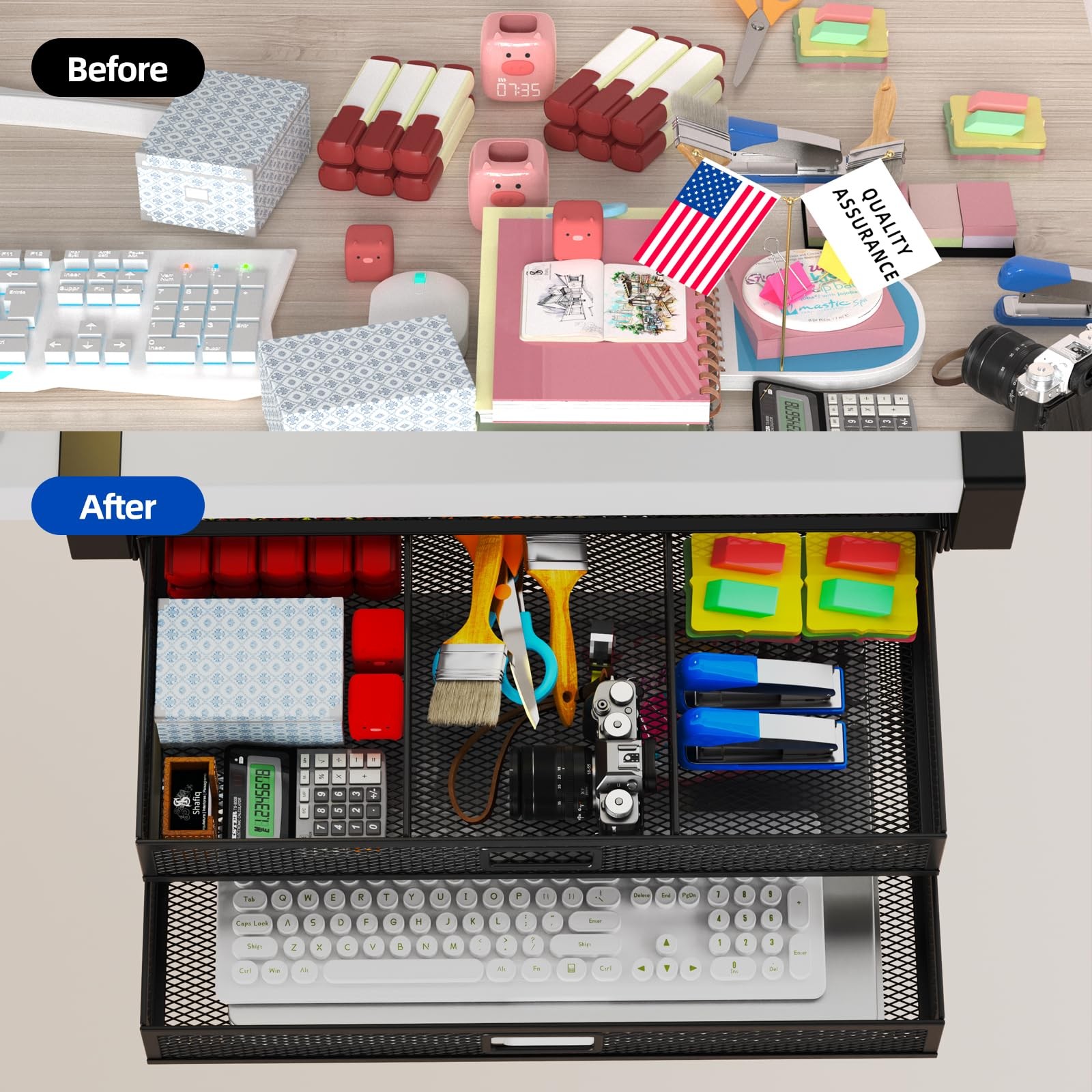 Under Desk Drawer Organizer No Drilling Under Desk Storage Drawer Organizer M...