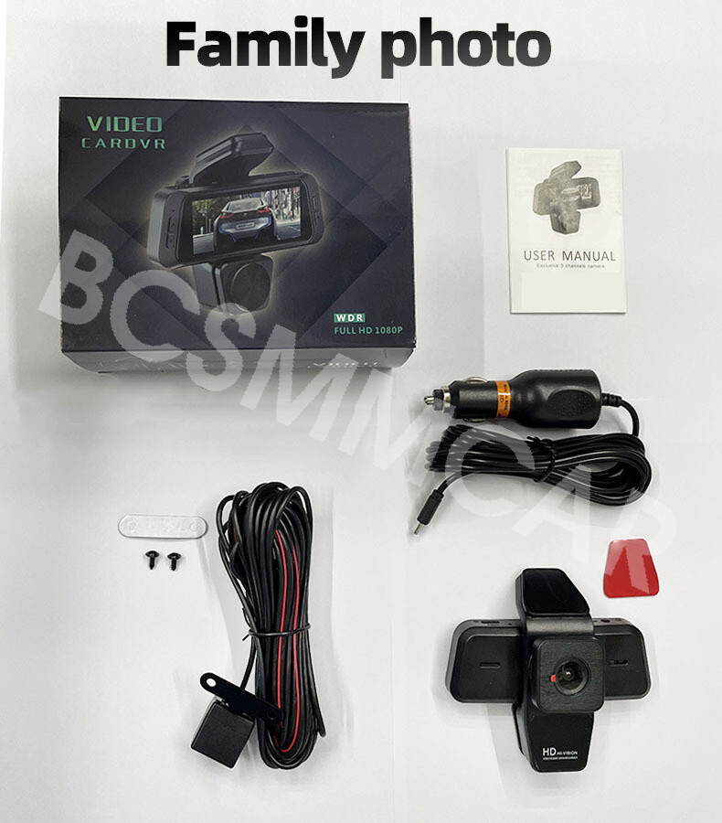 Dash Cam 3 Channel 4K Dash Camera Three Cameras W/WiFi Loop Recording G-Sensor