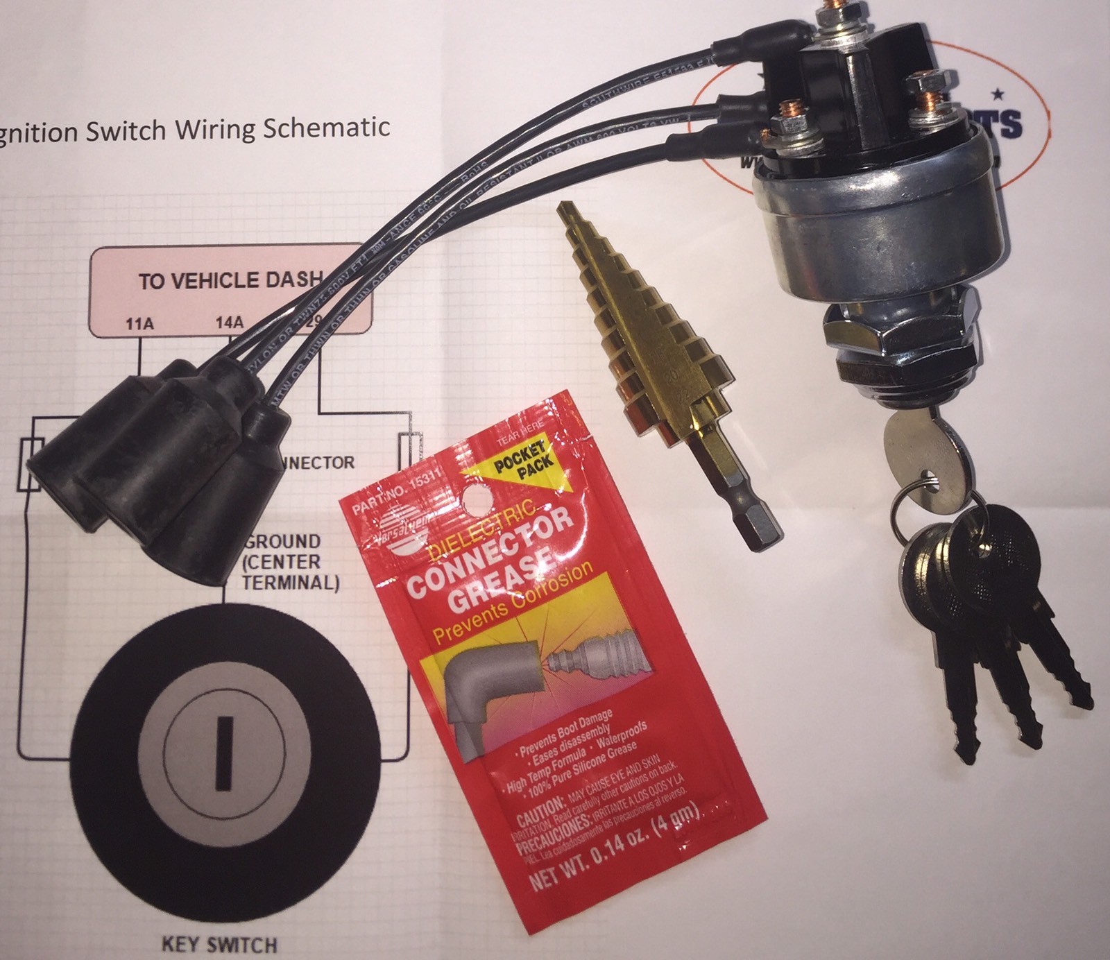 Install Kit + Black Keyed Ignition Switch Fits Humvee M998 Plug & Play H1