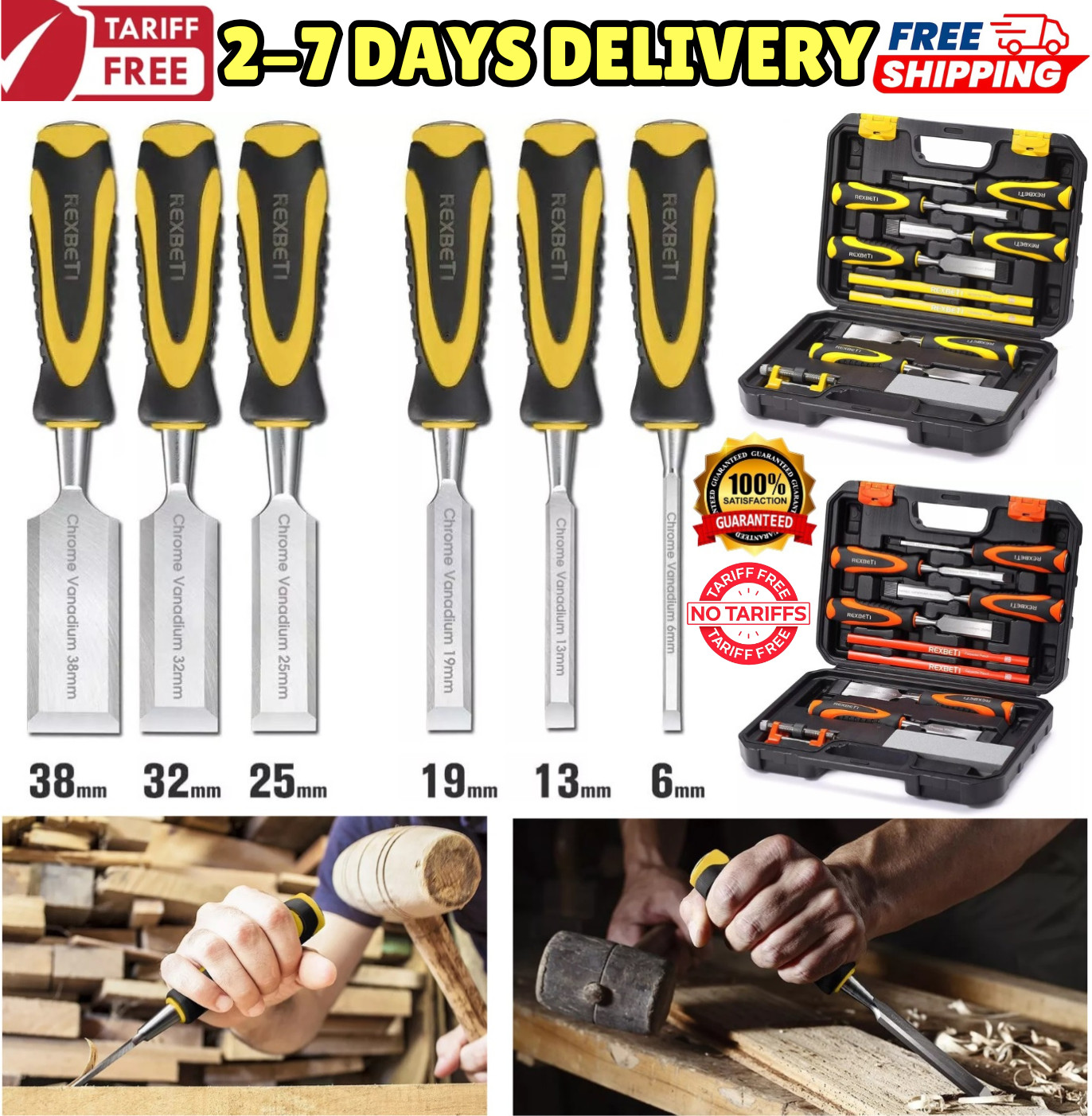 Wood Chisel Set Woodworking Hand Tool Kit Wood Carving Sculpting Shaping Tools