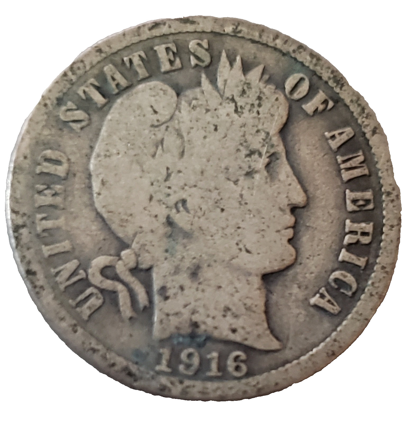 1916 Barber Silver Dime