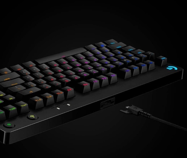 Logitech G Pro TKL Mechanical Wired Gaming Keyboard GX Blue Clicky Switch, Black