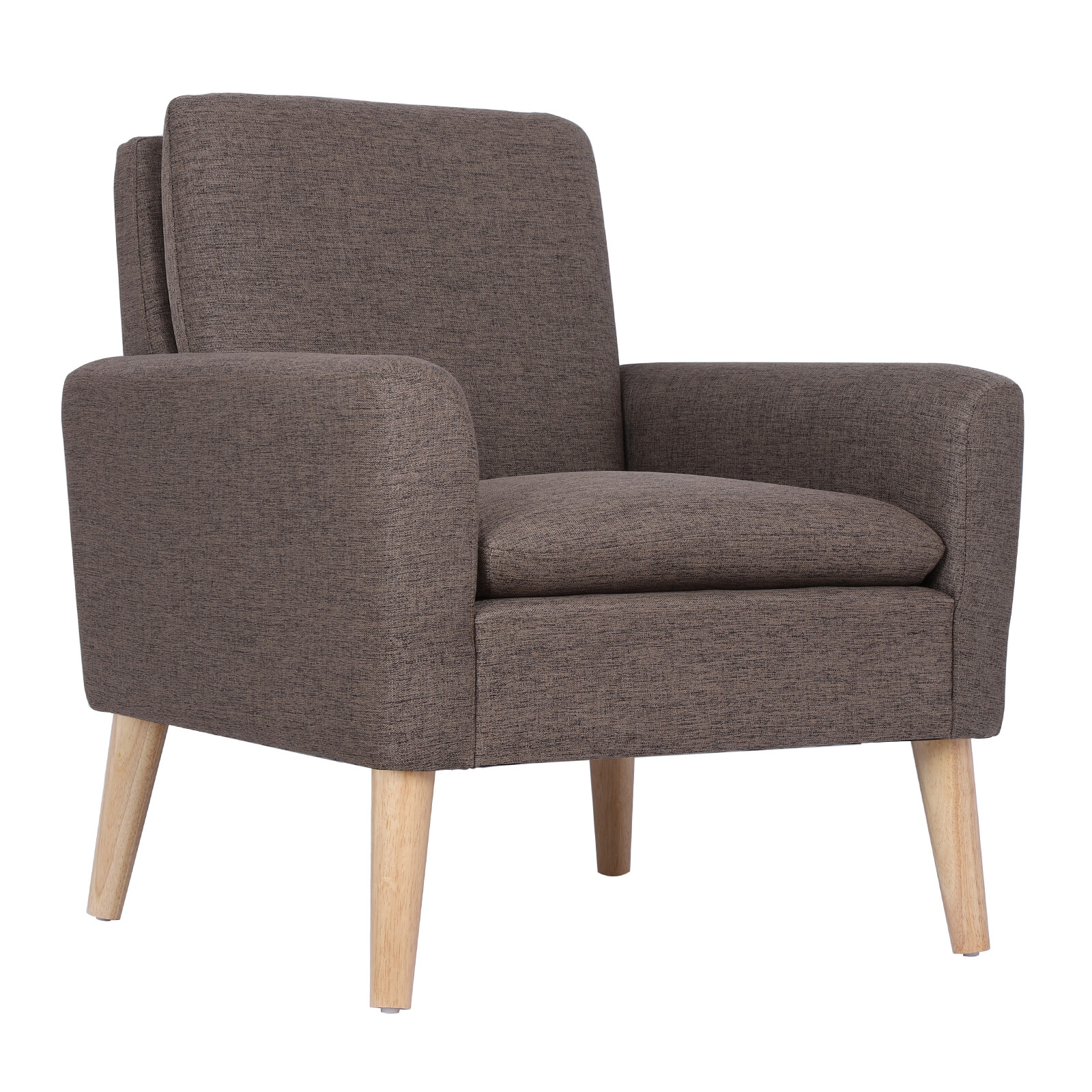 Arm Chair Accent Single Sofa Linen Upholstered Wood Leg Living Room Armrest Sofa