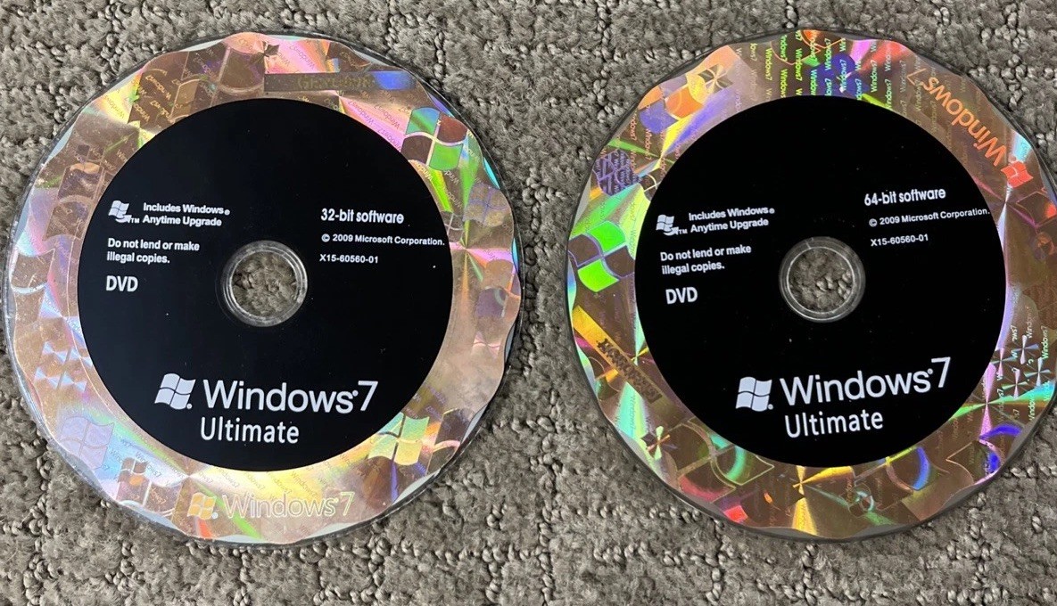 Microsoft Windows 7 Ultimate 32 Bit and 64 Bit DVDs Box License Key