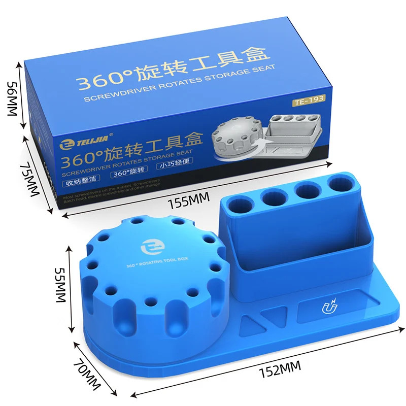 TE-193 Multi-Function Screwdriver Tweezers Storage Box Rotating 360° Tools Rack