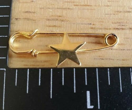 Christmas Star Safety pin Gold Tone