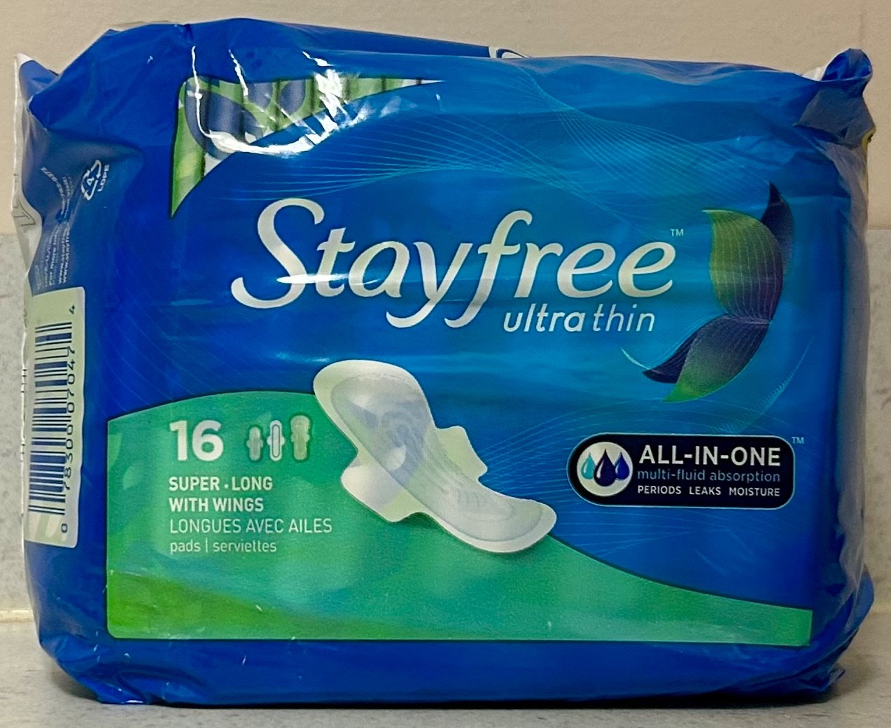Stayfree Ultra Thin Super-Long with Wings All in One 16 Count New
