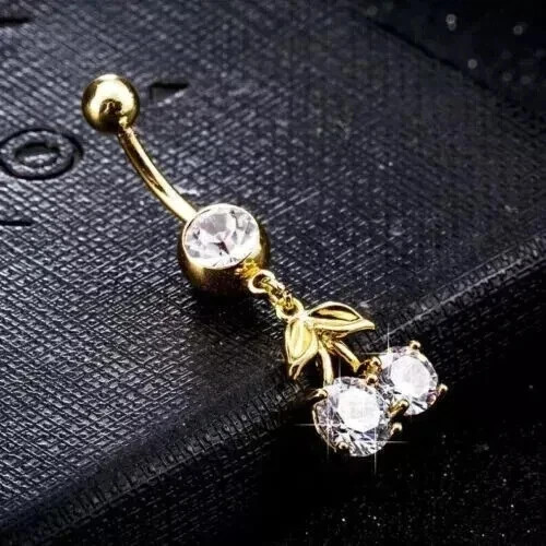 3Ct Round Cut Lab-Created Diamond Belly Button Navel Ring 14K Yellow Gold Plated