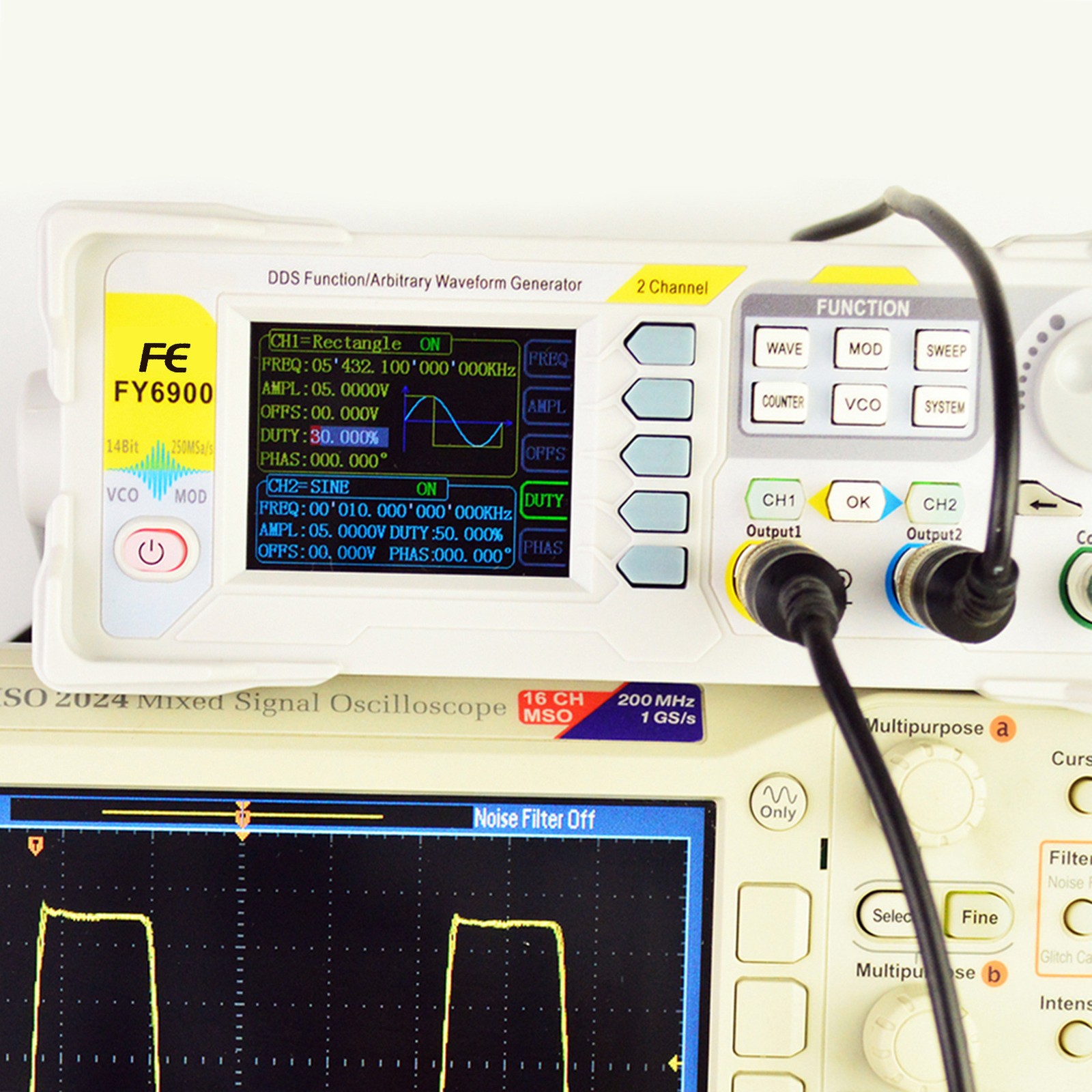 Dual-Channel 60MHz DDS Function Generator 250MSa/s Waveform Pulse Source V1