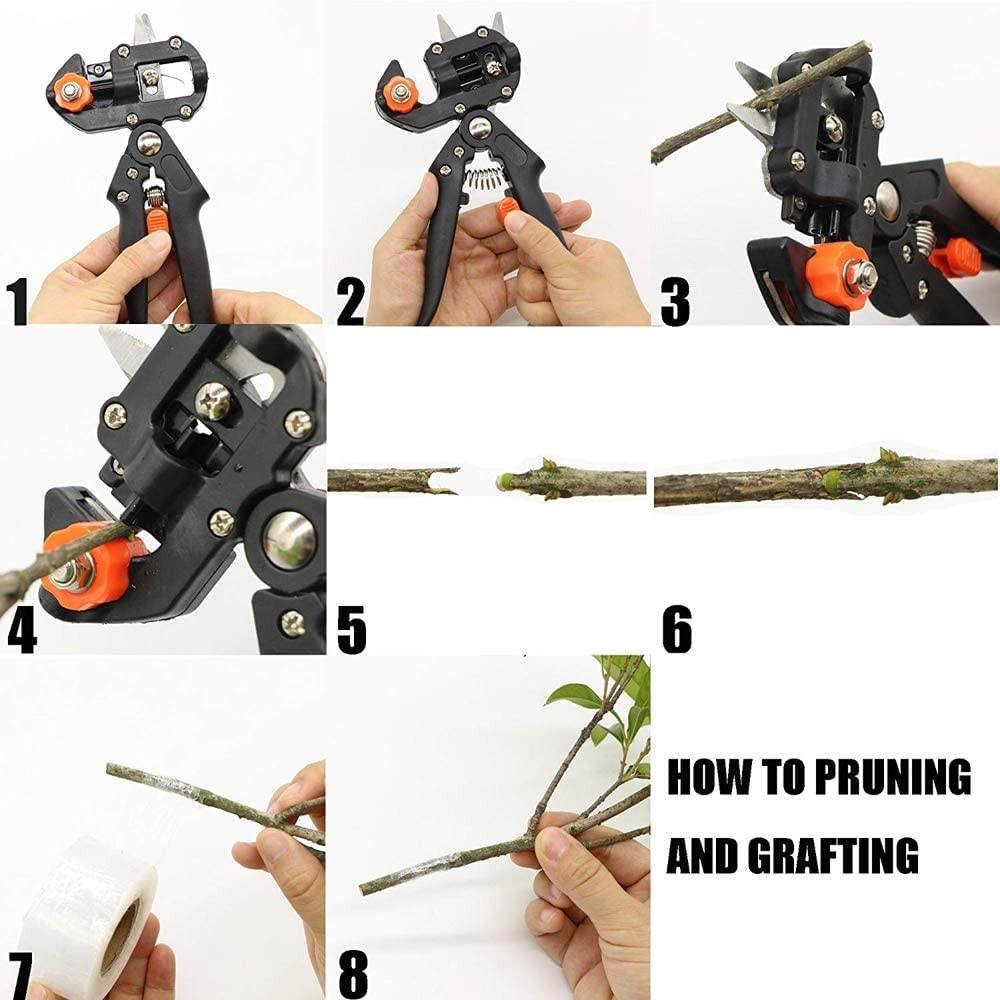 2 in 1 Grafting Tool Pruner Kit Gardening Pruning for Fruit Tree Black
