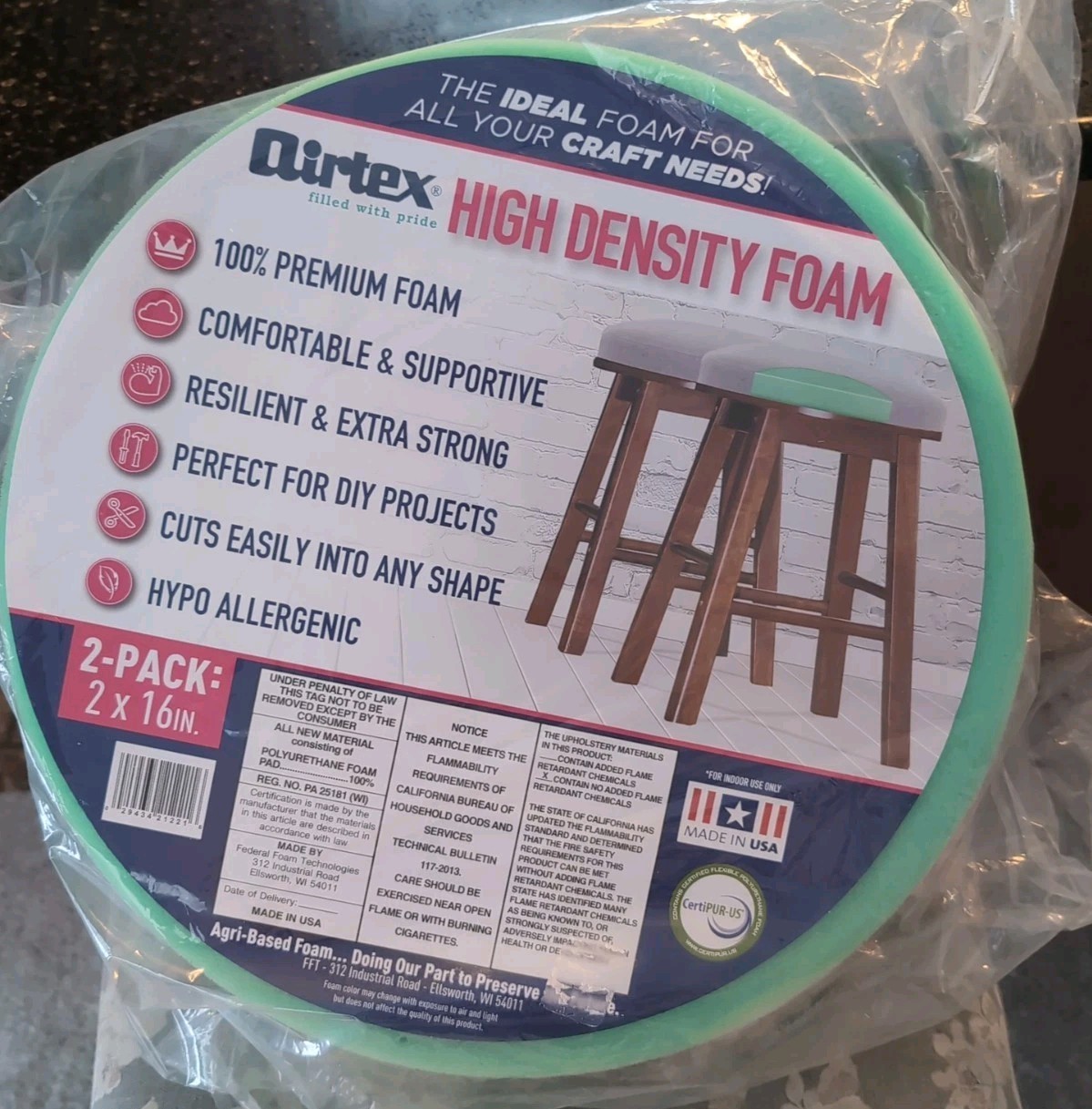 High Density Foam-Airtex 16" Round 2 Pack!!!
