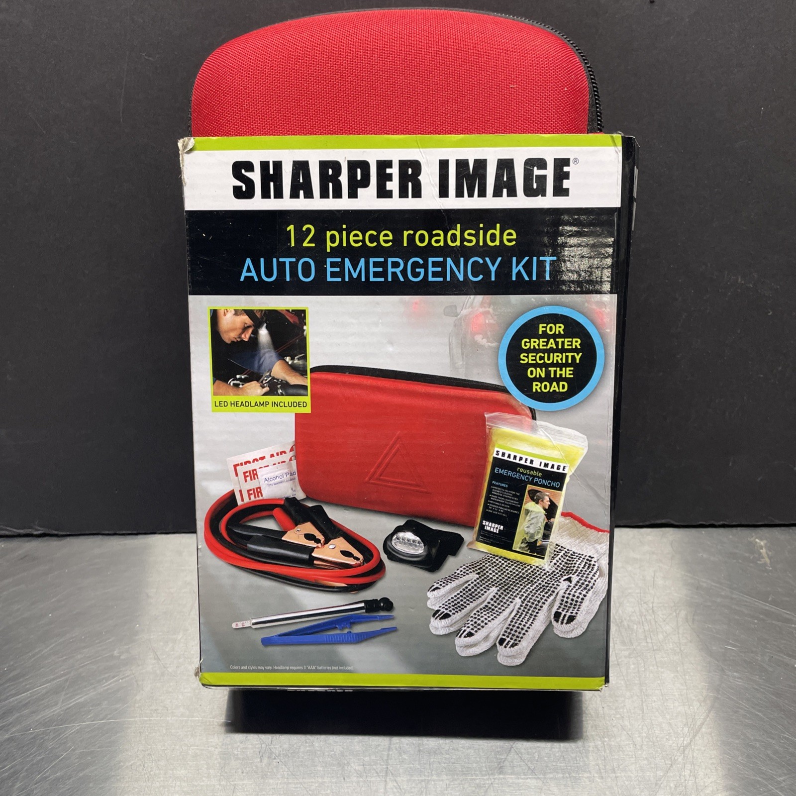 Sharper Image Roadside Auto Emergency Kit 12 Piece With Jumper Cables Gloves New