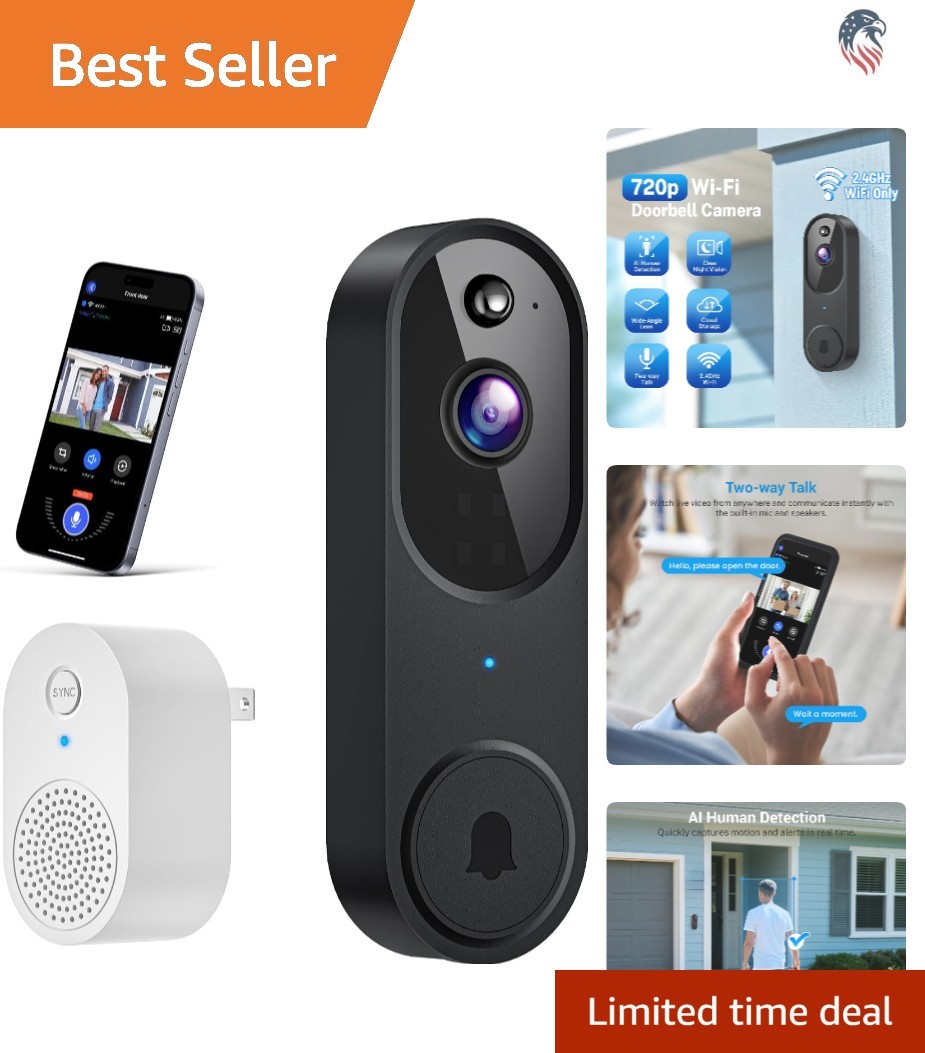 Wireless Video Doorbell Camera Compatible with Smartphones 1080p Night Vision...