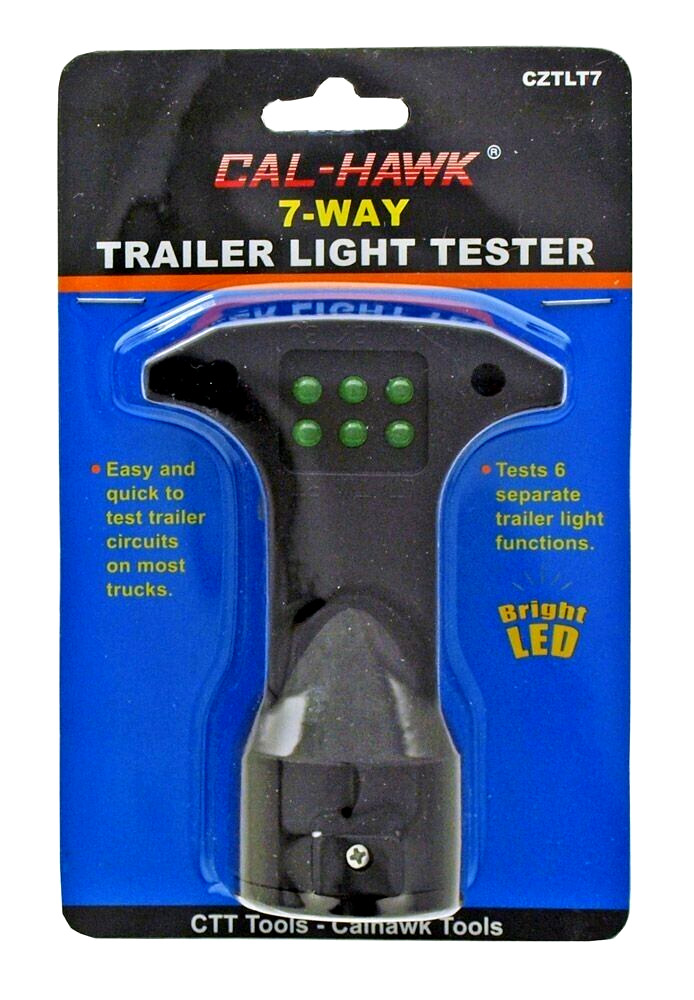 7-Way Trailer Light Tester 6 Functions turn, brake, tail, stop, reverse, and 12V