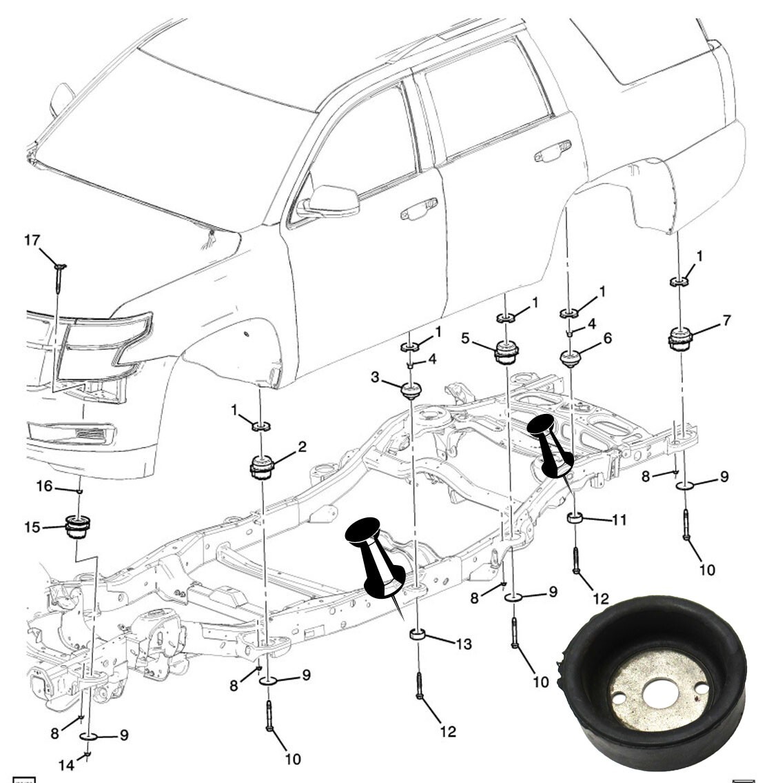 15201791 New OEM GM Cabin Frame Bushing Cushion 2000-2020 Cadillac Chevrolet GMC
