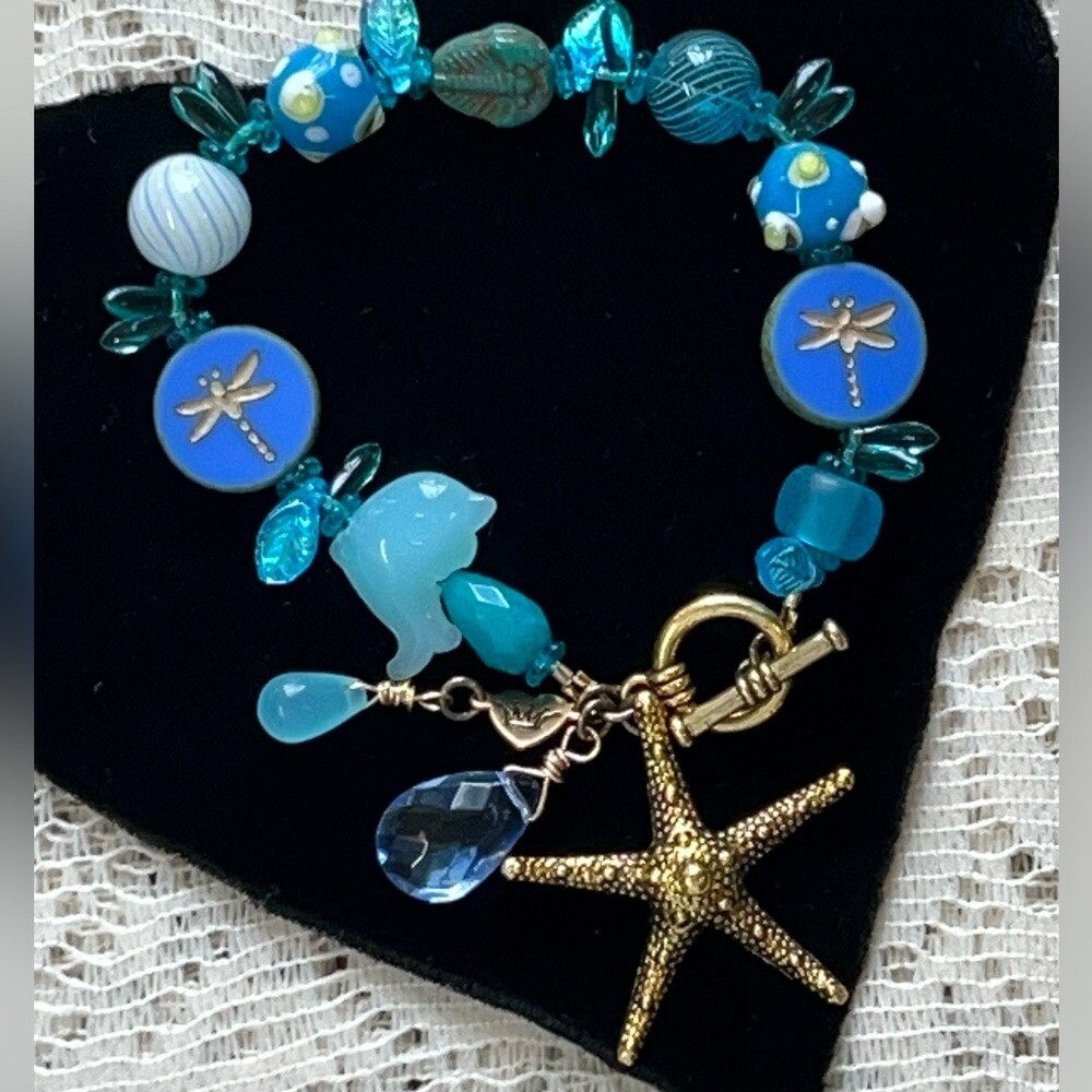 Adorned Crown Assemblage beaches & butterflies dragonfly starfish bracelet