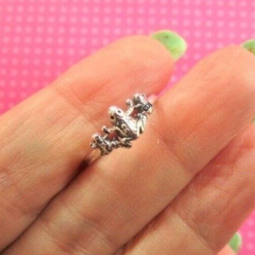 Women's Solid Metal Three Frog Shape Adjustable Toe Ring 925 Sterling Silver