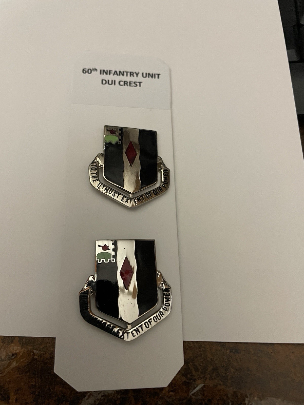 60th Infantry Regiment DUI Crest  - PAIR