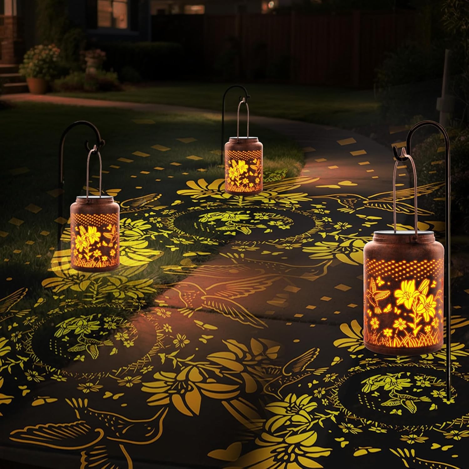 Solar Lantern Hanging Light LED Hummingbird Outdoor Garden Lamp Waterproof Decor