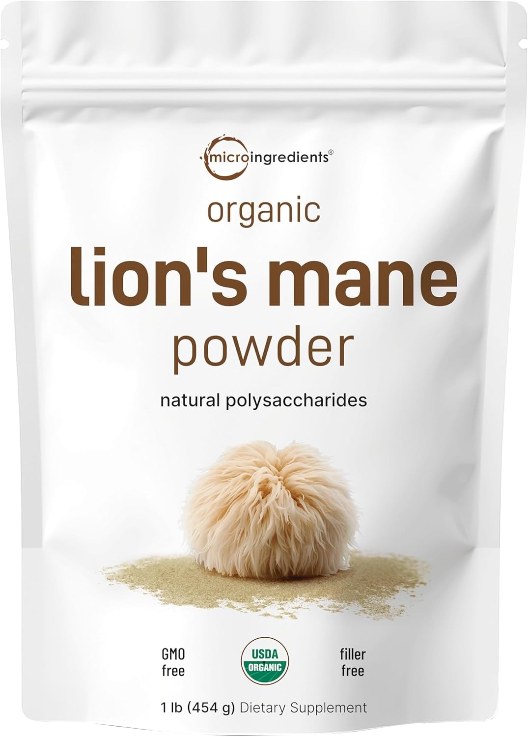 Micro Ingredients Organic Lion’s Mane Mushroom Powder Pure Fruiting Superfood