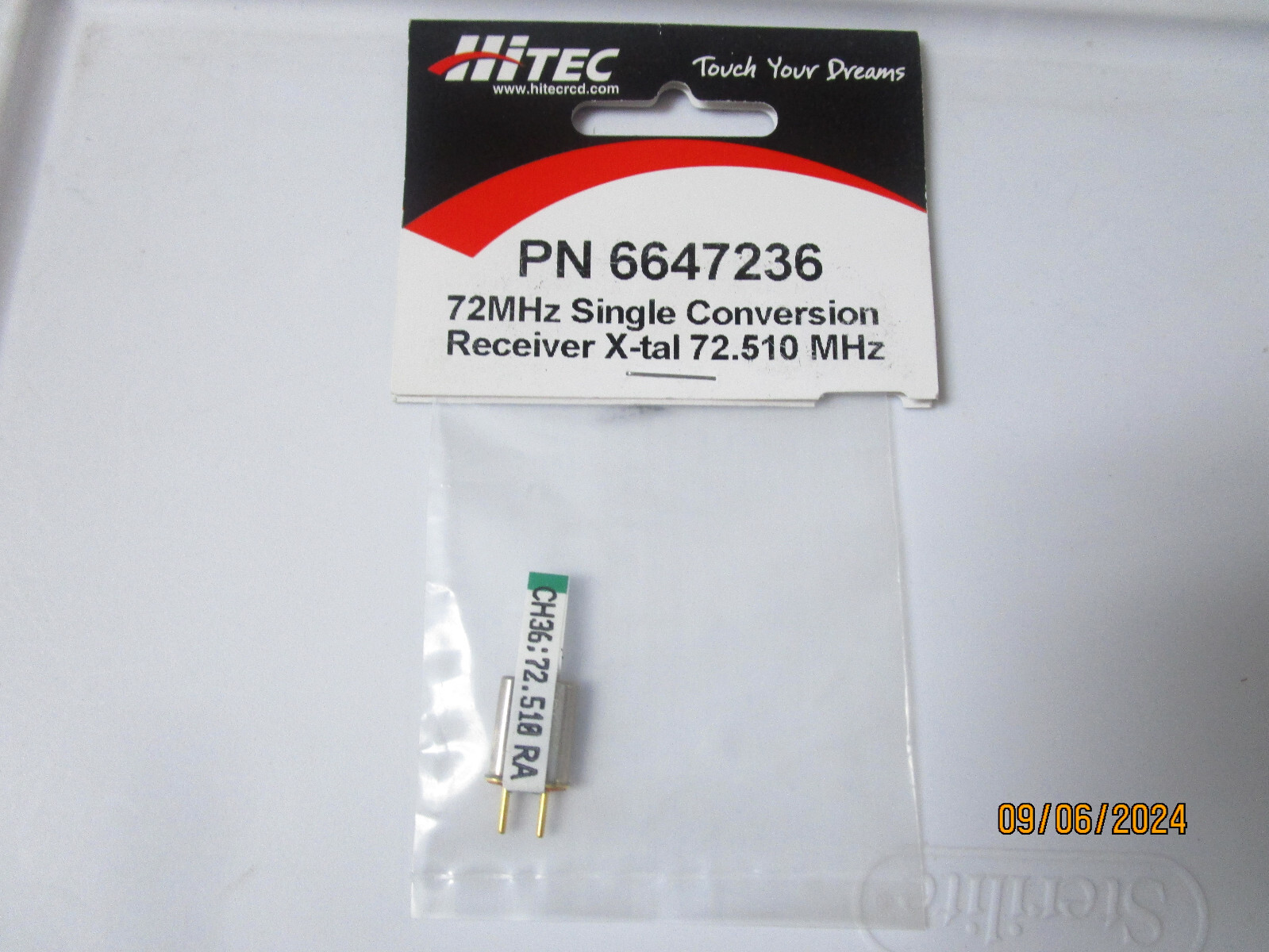 Hitec 72Mhz AM/FM Single Conversion Receiver Crystal CH36 72.510Mhz 6647236