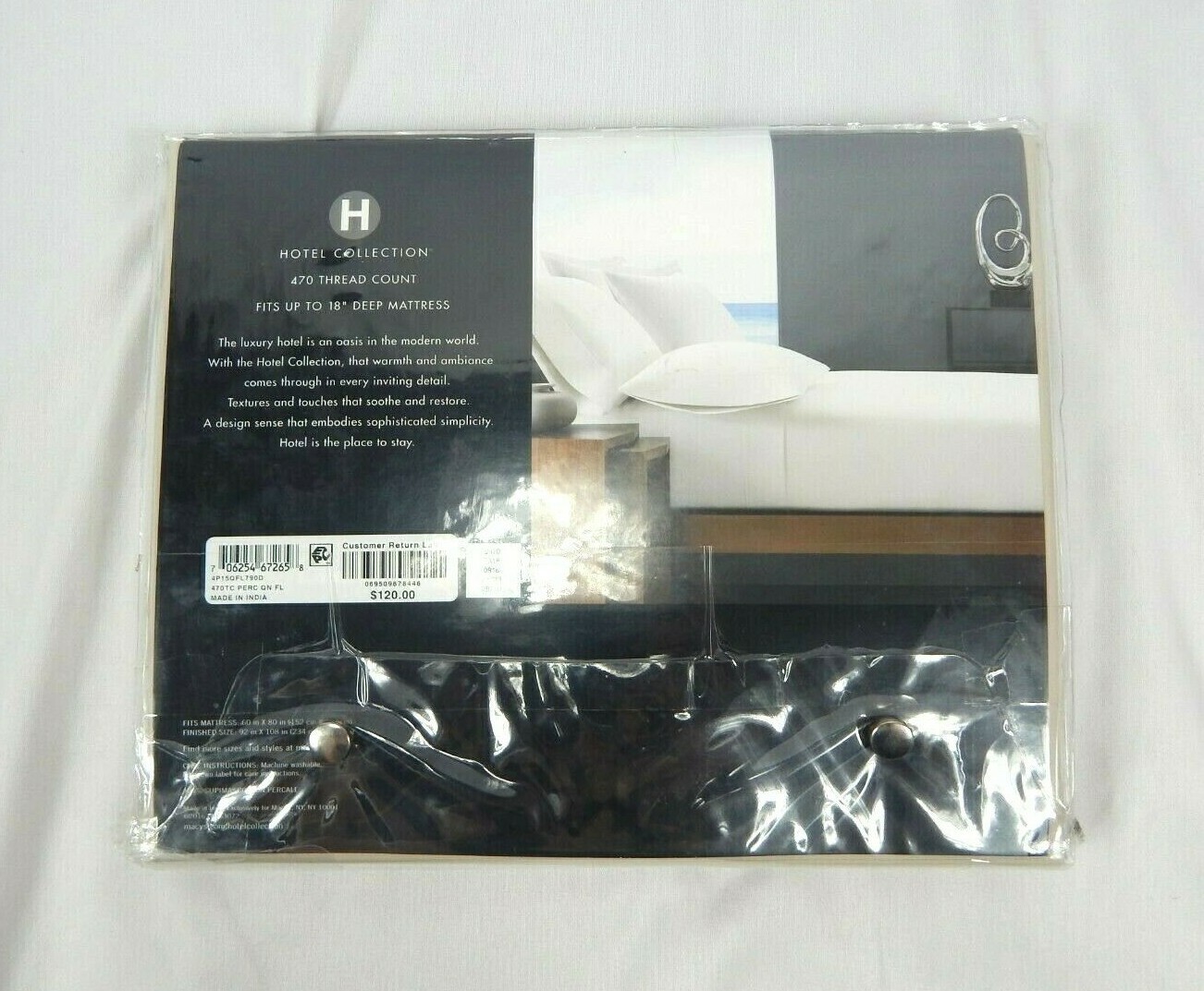 Hotel Collection 470 Thread Count Percale Supima Cotton Beige Flat Sheet, Queen