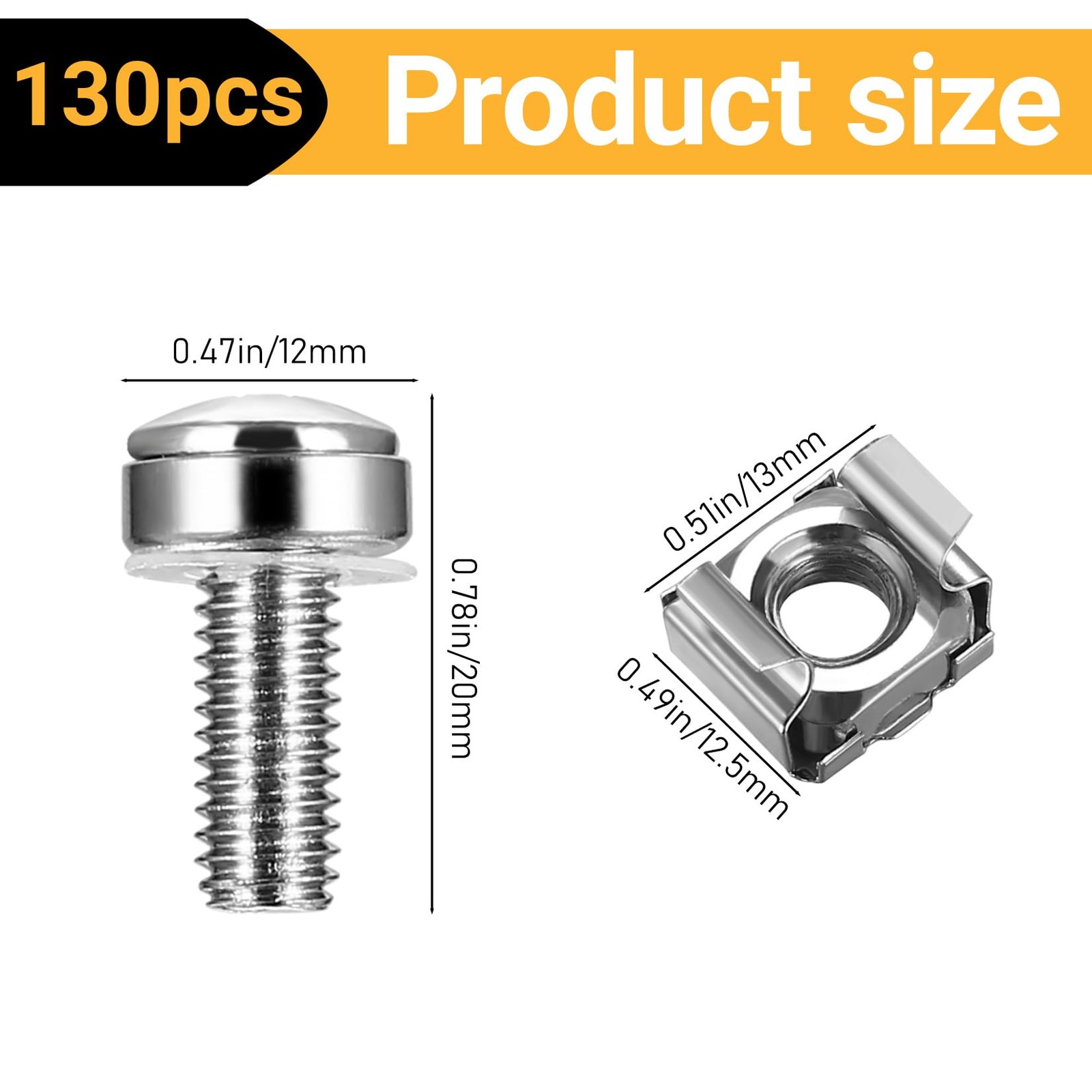 110 Pcs/55 Set Rack Mount Screws and Cage Nuts for Server Cabinet Cage Nuts &...