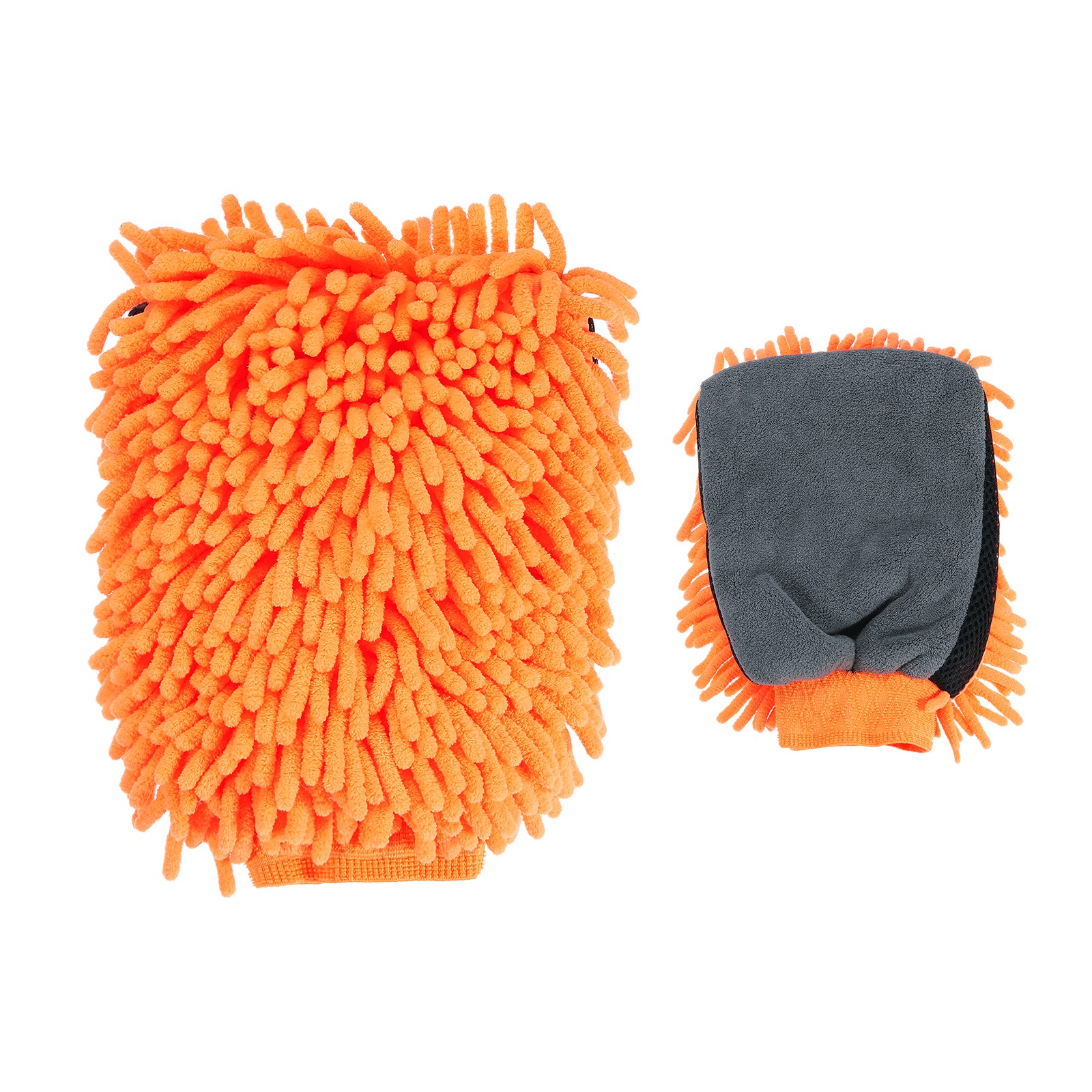 Chenille Microfiber Car Wash Mitts 9.8" x 7.9" Wash Gloves, Orange