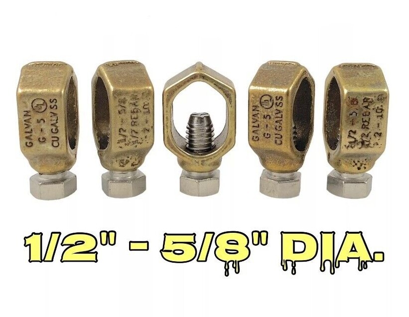 ☀️Universal Copper Ground Rod Clamp 1/2" - 5/8" Direct Burial 10-2AWG #4 Rebar