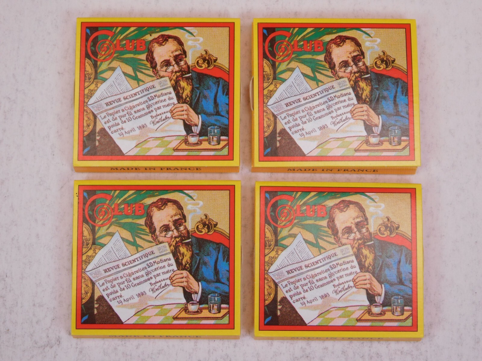 Club 1 1/4 Wide Gummed French Squares  - 4 Pack Lot - SD Modiano Rolling Papers