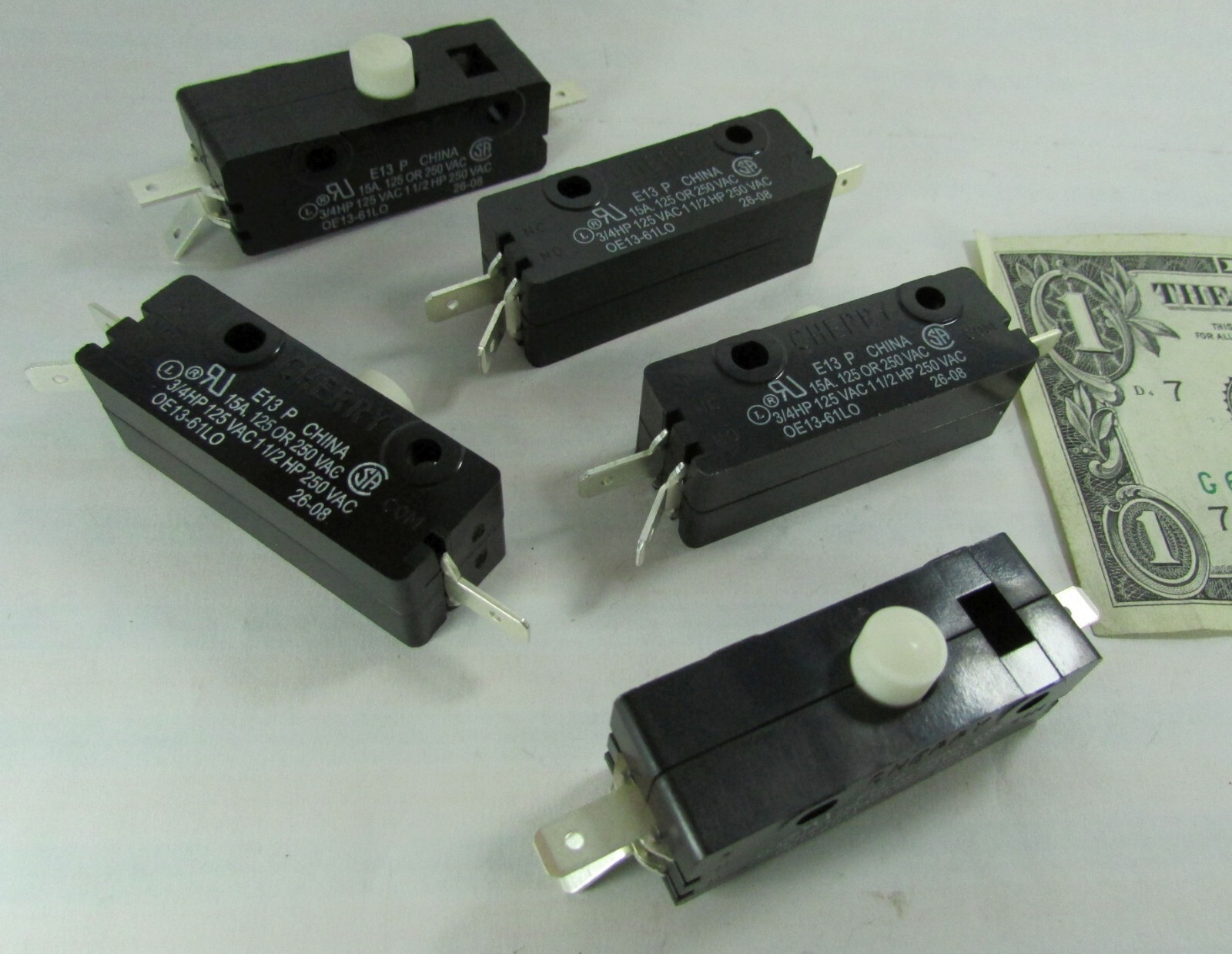 Lot 5 Cherry E13 15A Normally Open/Closed Pushbutton Switch 125/250 VAC E13-61L0