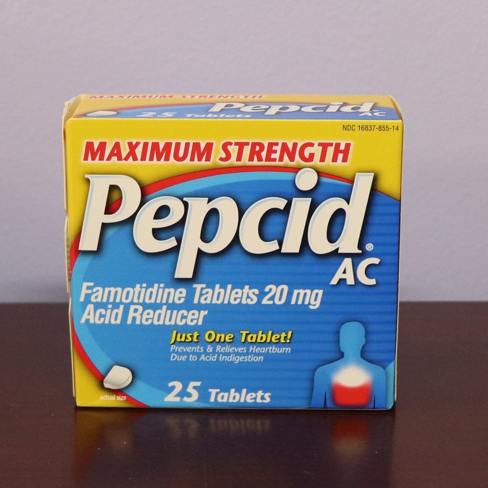NEW Pepcid AC MAXIMUM STRENGTH 20mg Famotidine Acid Reducer 25 Tabs Exp 11/2026