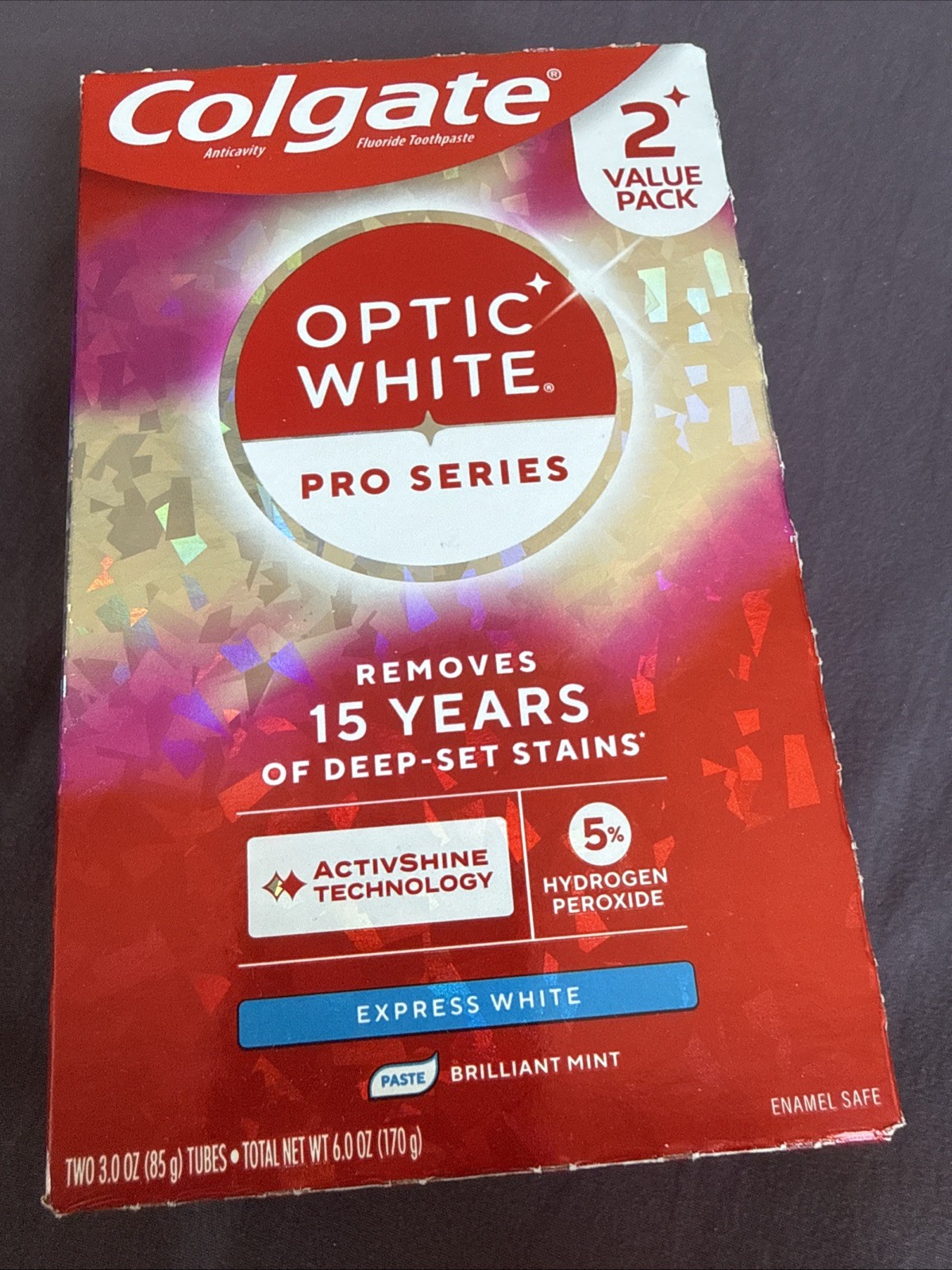 Lot of 2 Colgate Optic White Pro Series Express White  Toothpaste, 3oz