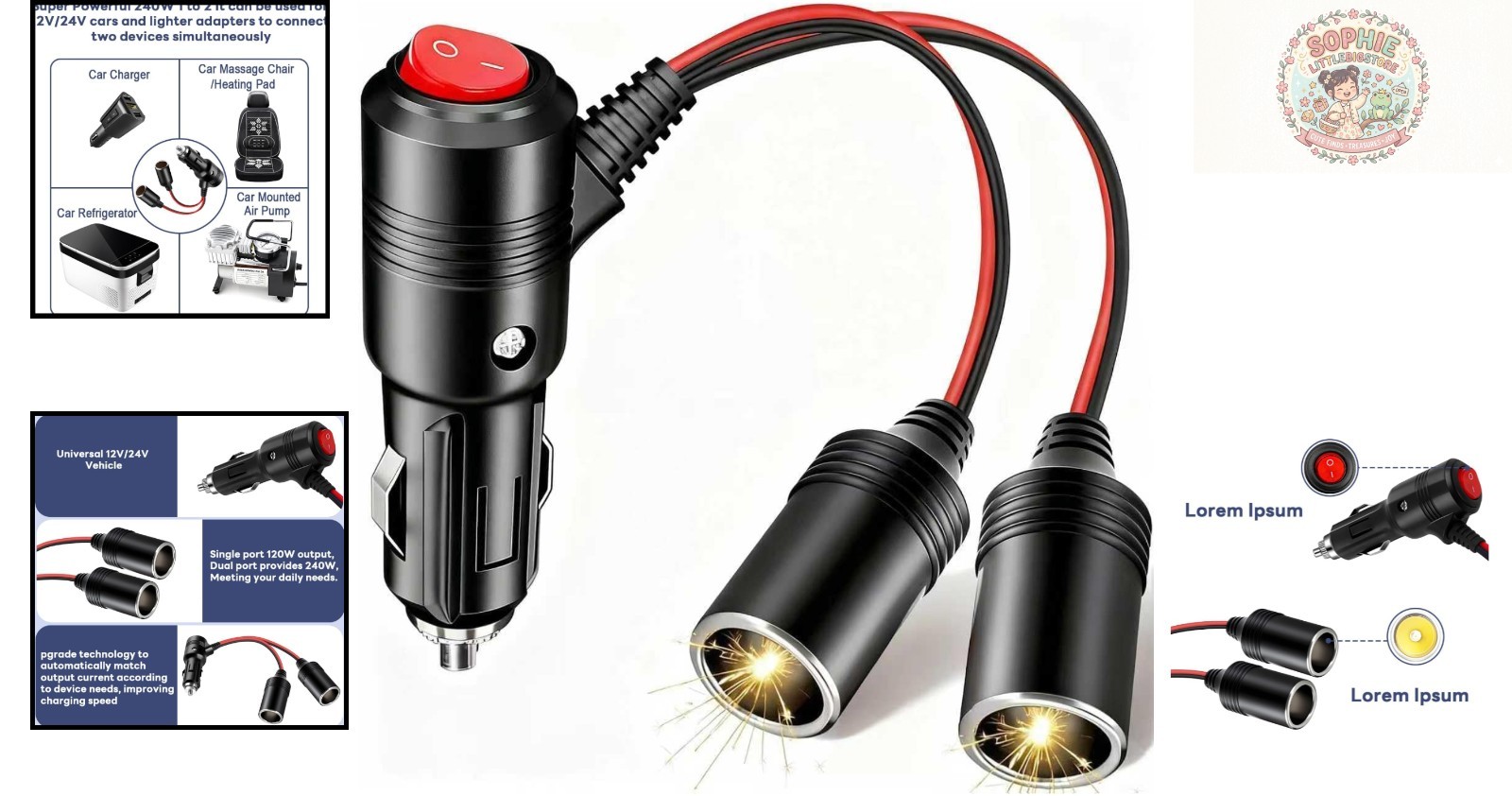 Compact Car Dual Cigarette Lighter Adapter - Fast Charge & Easy Use for Drivers