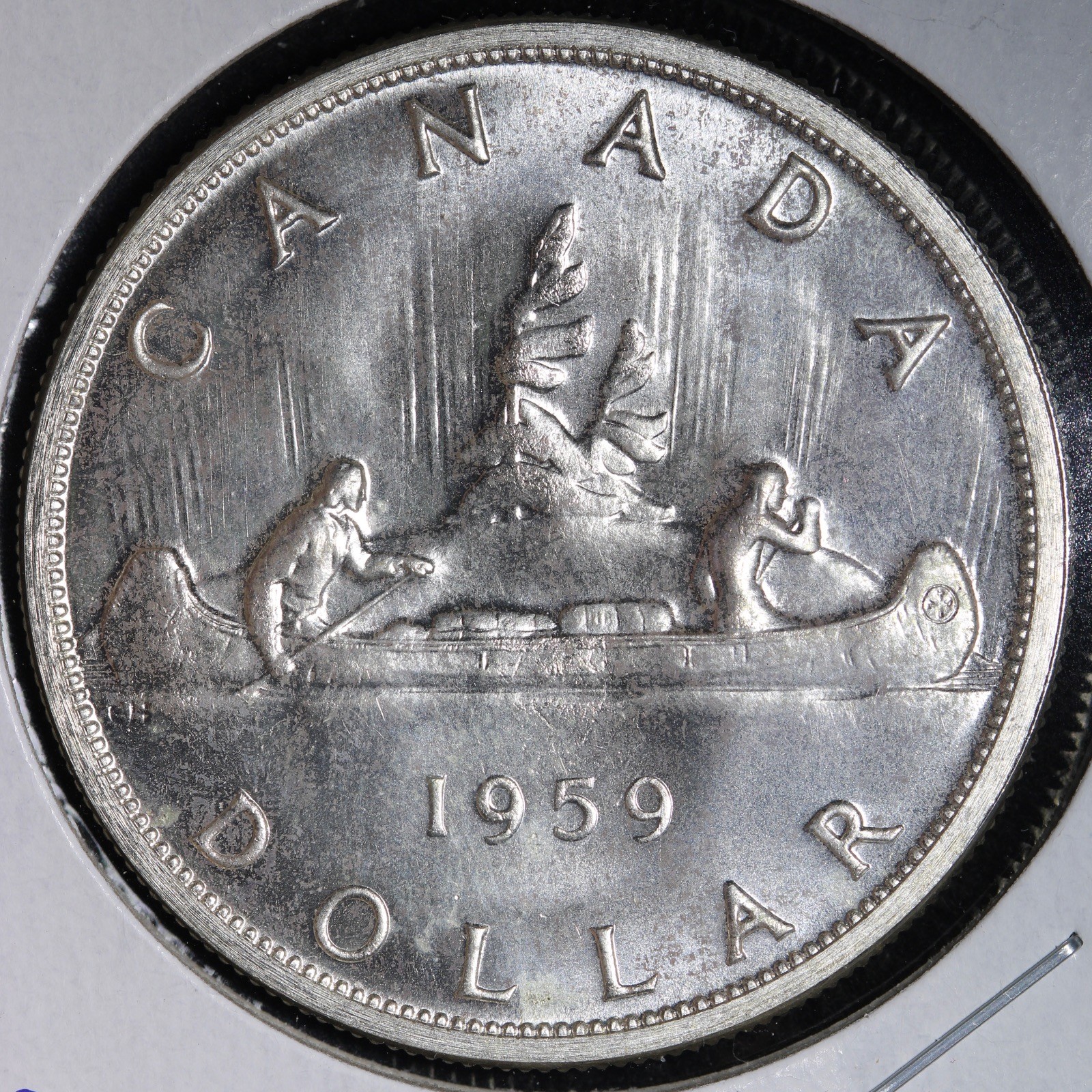 1959 Canada SILVER One Dollar E398 AGIHP