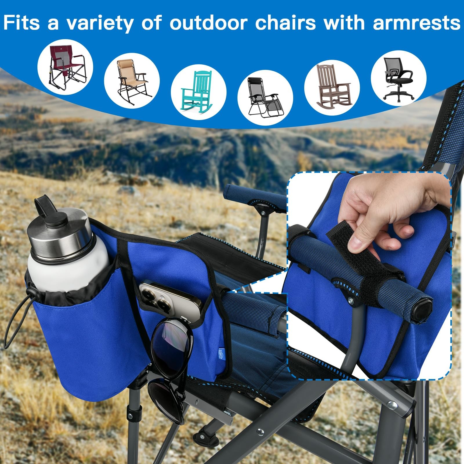 Beach Chair Cup Holder, Chair Armrest Drink Holder Organizer Universal Water ...