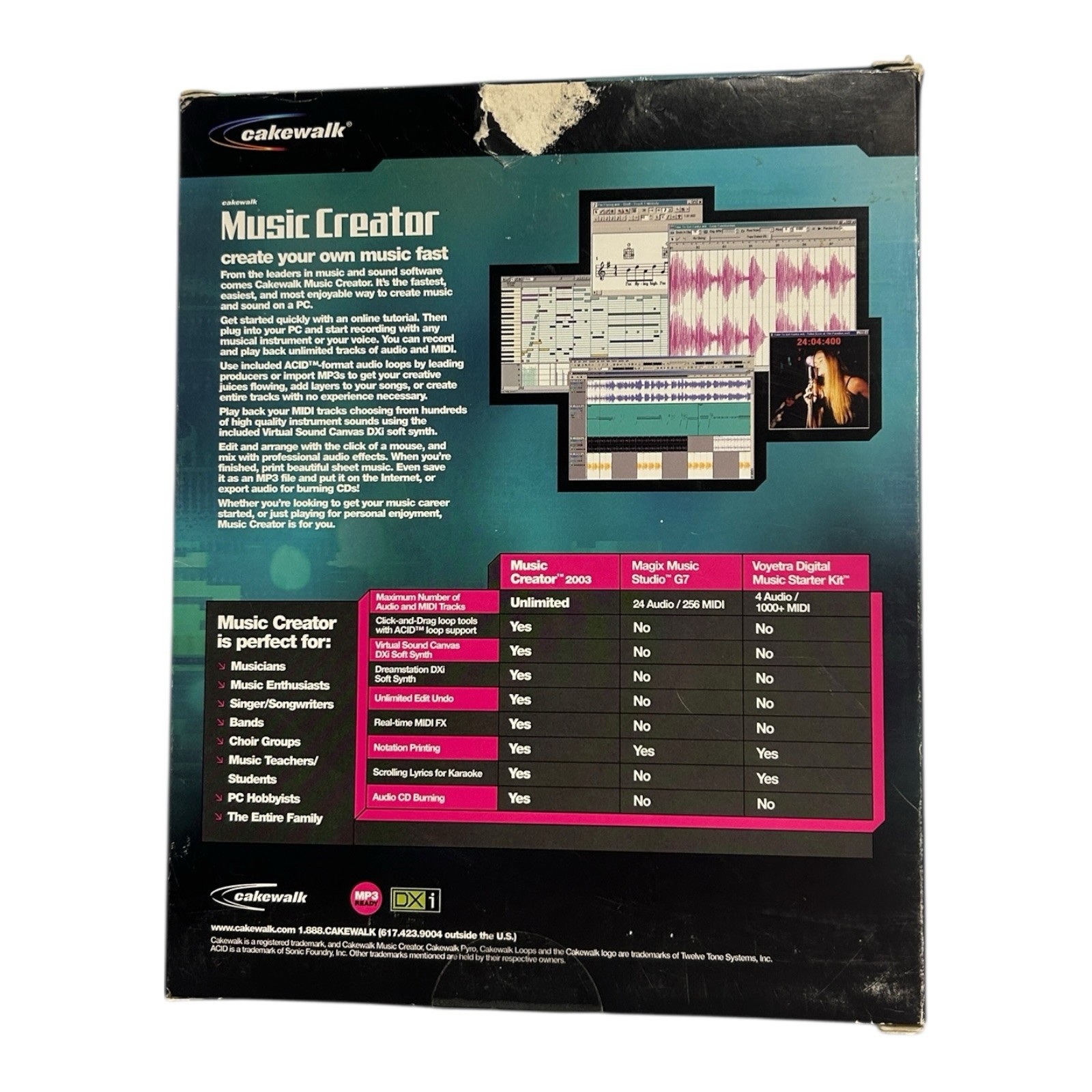 Vintage Cakewalk Music Creator PC Software CD w Serial Manual