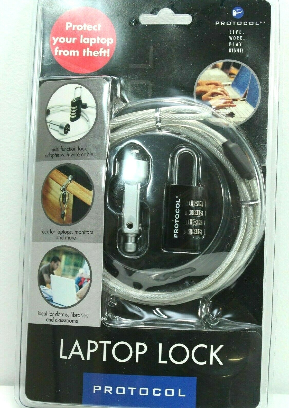 New Protocol Secure Laptop Cable Selectable Combination Lock Anti-Theft