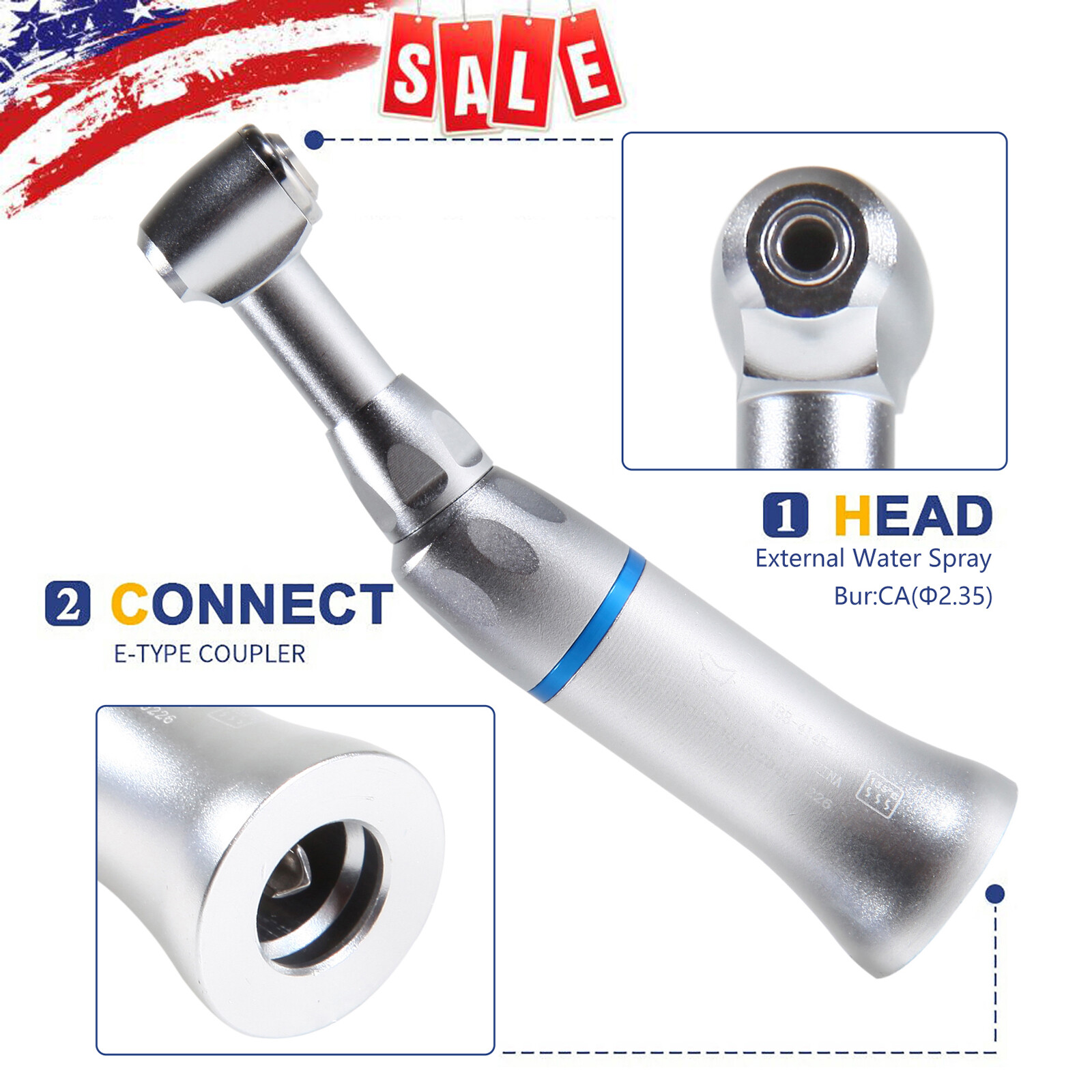 Fit NSK Dental Contra Angle Handpiece Push Button E-type Slow Low Speed