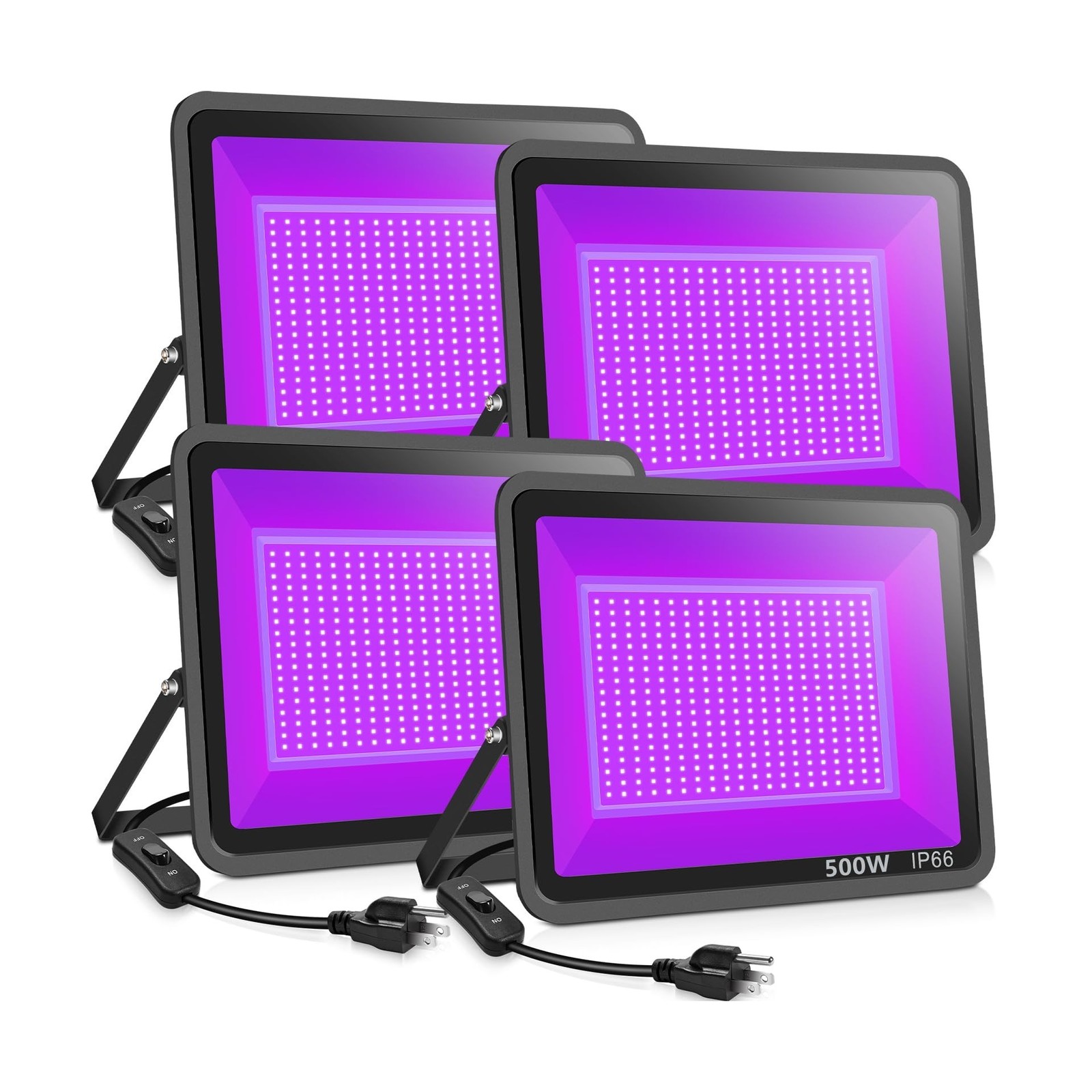 XYCN 4 Pack 500W LED Flood Black Lights,395nm to 405nm UV Outdoor Flood High ...