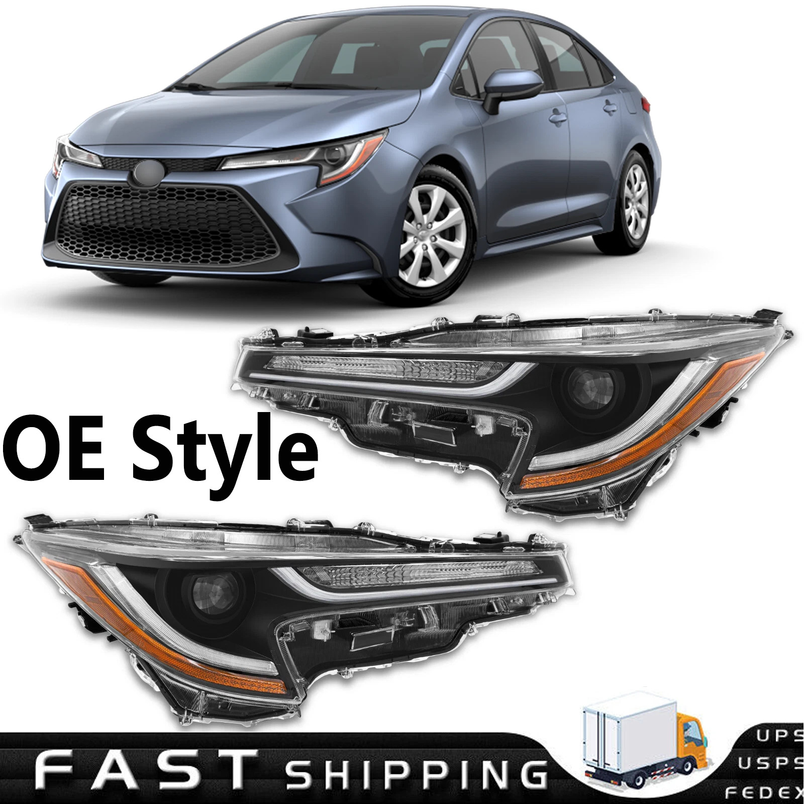 For 2020 2021 2022 Toyota Corolla L LE LED Headlight Pair W/Turn Singal light