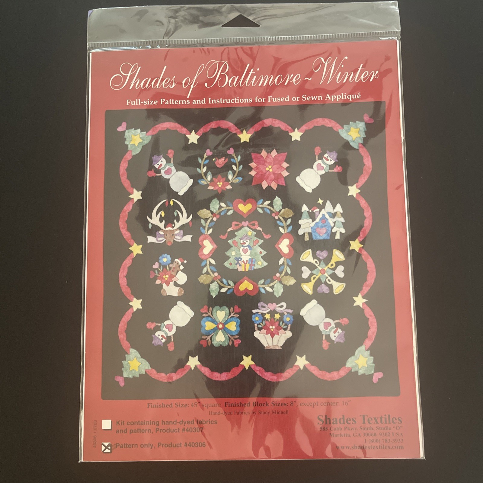 Shades Of Baltimore Winter Applique Quilt Pattern Instructions Marti Michell New