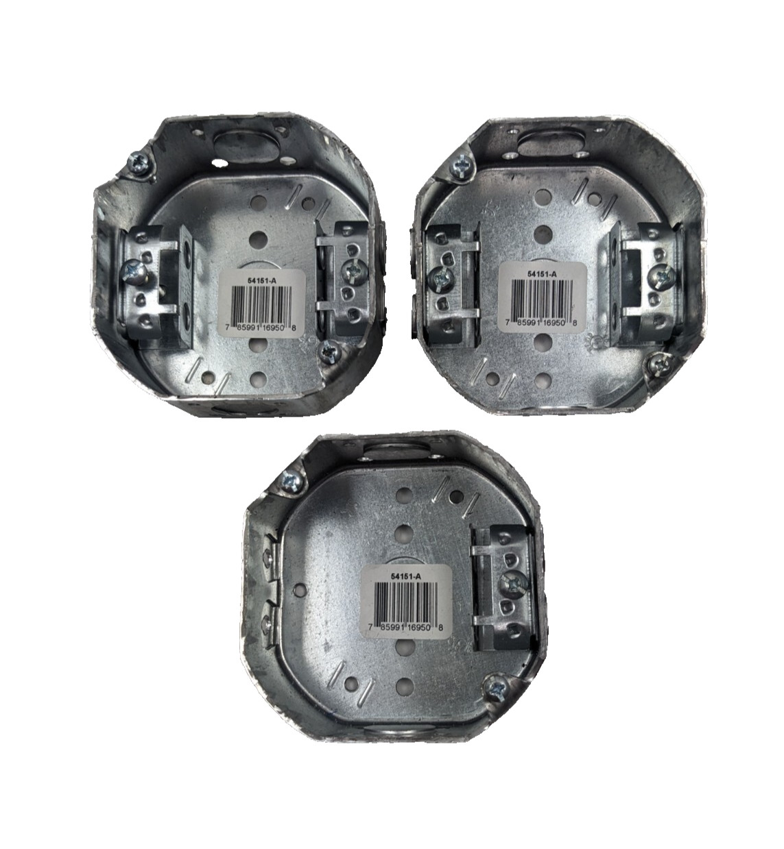 3 Pcs - 54151-A Pre-Galvanized Steel Octagon Box 4" x 4" x 1-1/2"